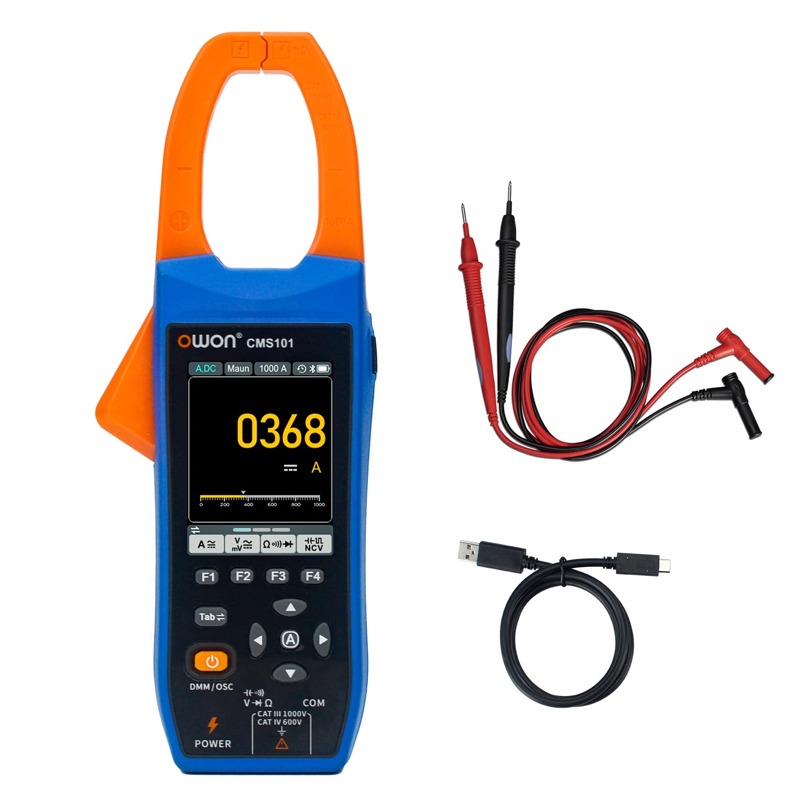 OWON Digital Clamp Meter with 2.8-inch IPS LCD Display, AC/DC Oscilloscope Function 3 in 1, 20000 Count True RMS Auto-ranging Current Meter, Bluetooth