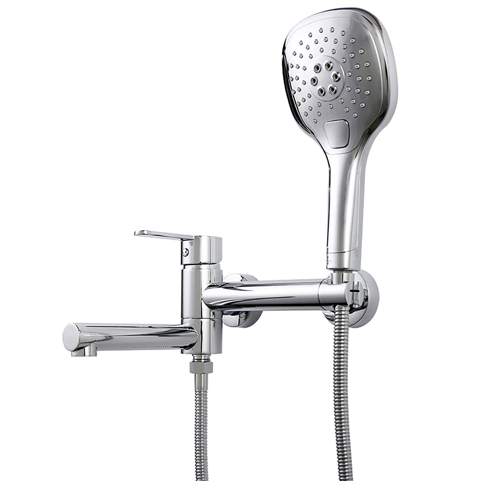 QUSYZD Tub Faucet with Handheld Shower Head, Single Handle Bathtub Faucet Swivel Tub Tap Wall Mounted Tub Filler Faucet for Bathroom,Chrome A,