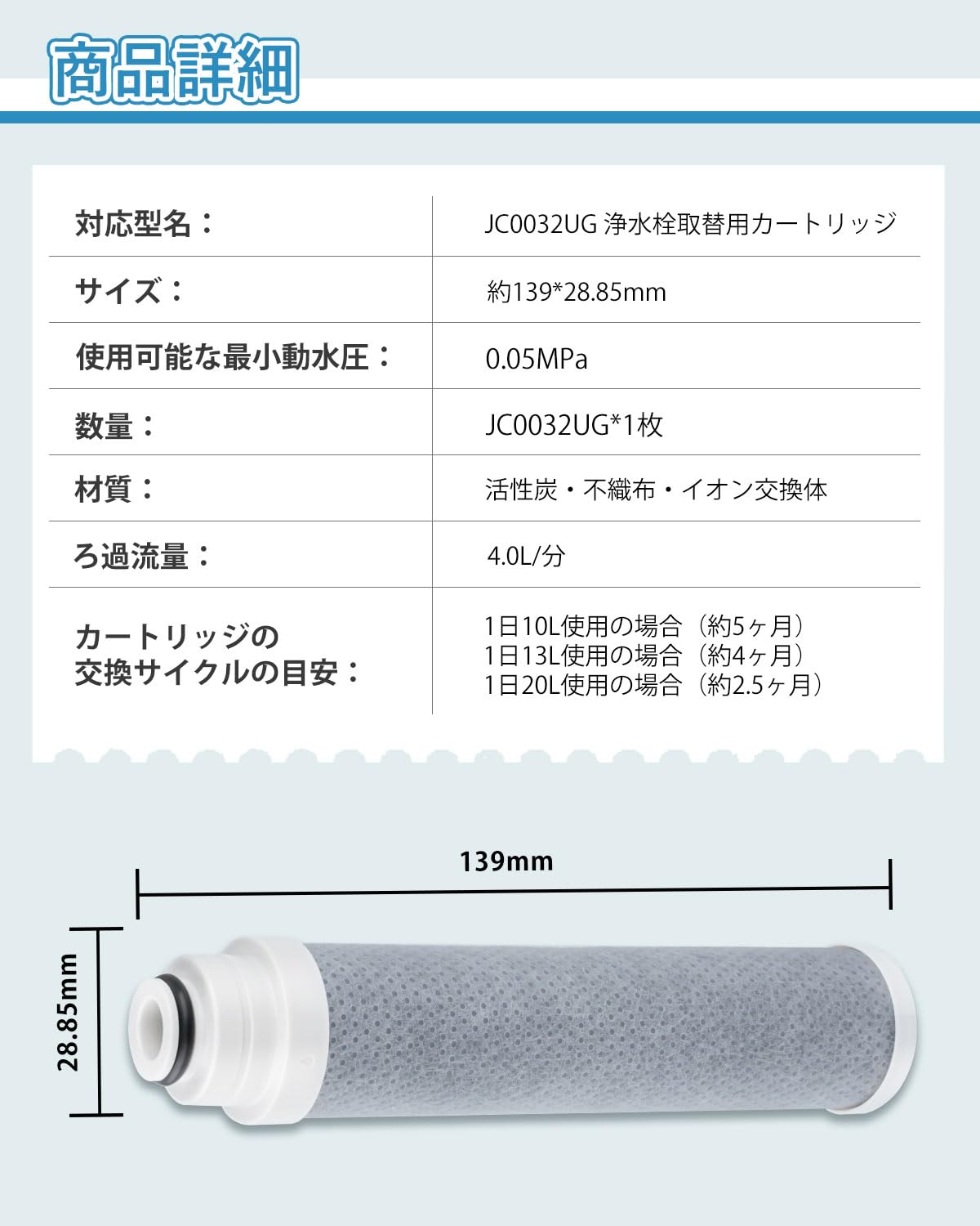 Amazon | JC0032UG JC0036UG対応 浄水器用カートリッジ JC0032CH