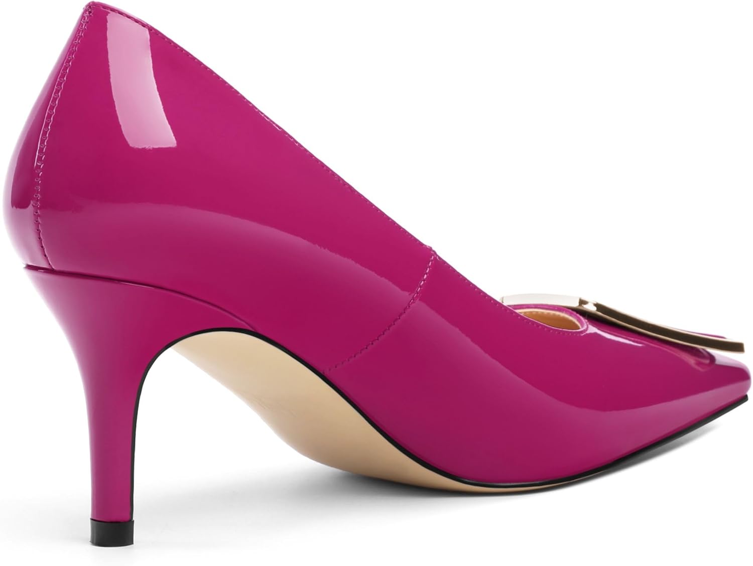 Womens Elegant Pumps, Pointed Toe Heels for Women, Kitten Heel Wedding Shoes, Slip on, Square Buckle, Solid Color, Sexy Stilettos for Ladies 2.5in