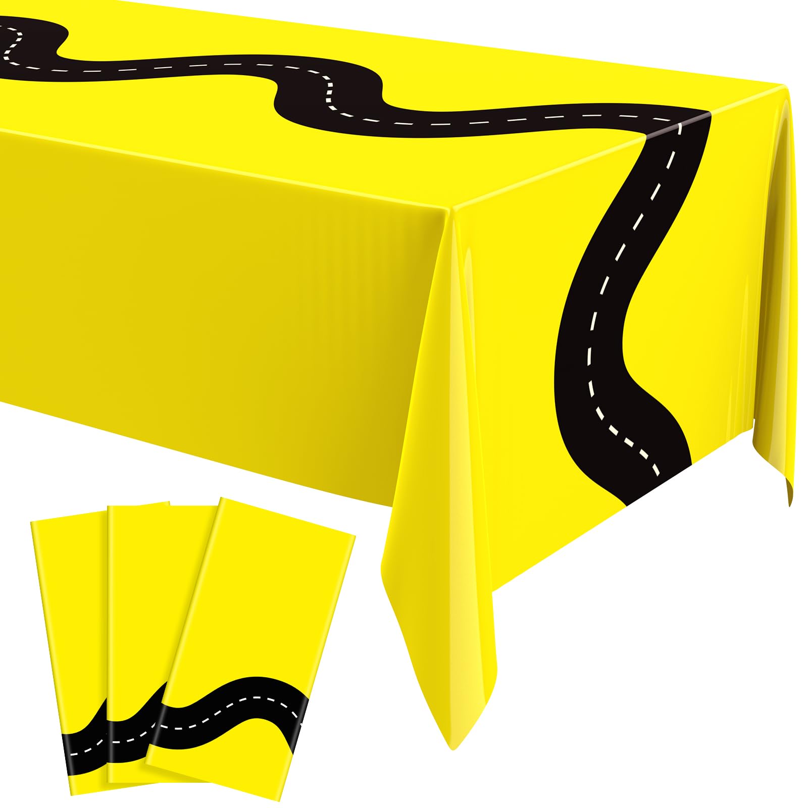 Irenare 3 Pcs Racing Table Cloths Car Birthday Party Supplies 54 x 108 Inch Racetrack Table Runner Covers Disposable Rectangular Road Tablecloth for