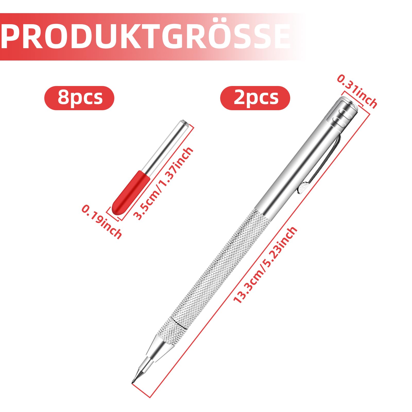 10 spilli per incisione, con penna in carburo di tungsteno, tra cui 2 perni e 8 punte di ricambio, per vetro, ceramica, piastre metalliche