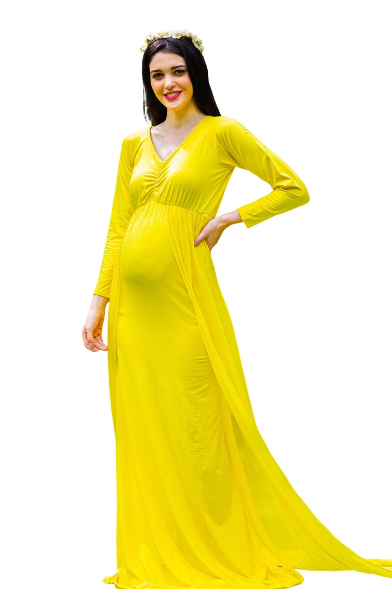 Sunny Yellow Trail Maternity Photoshoot Gown-image-0