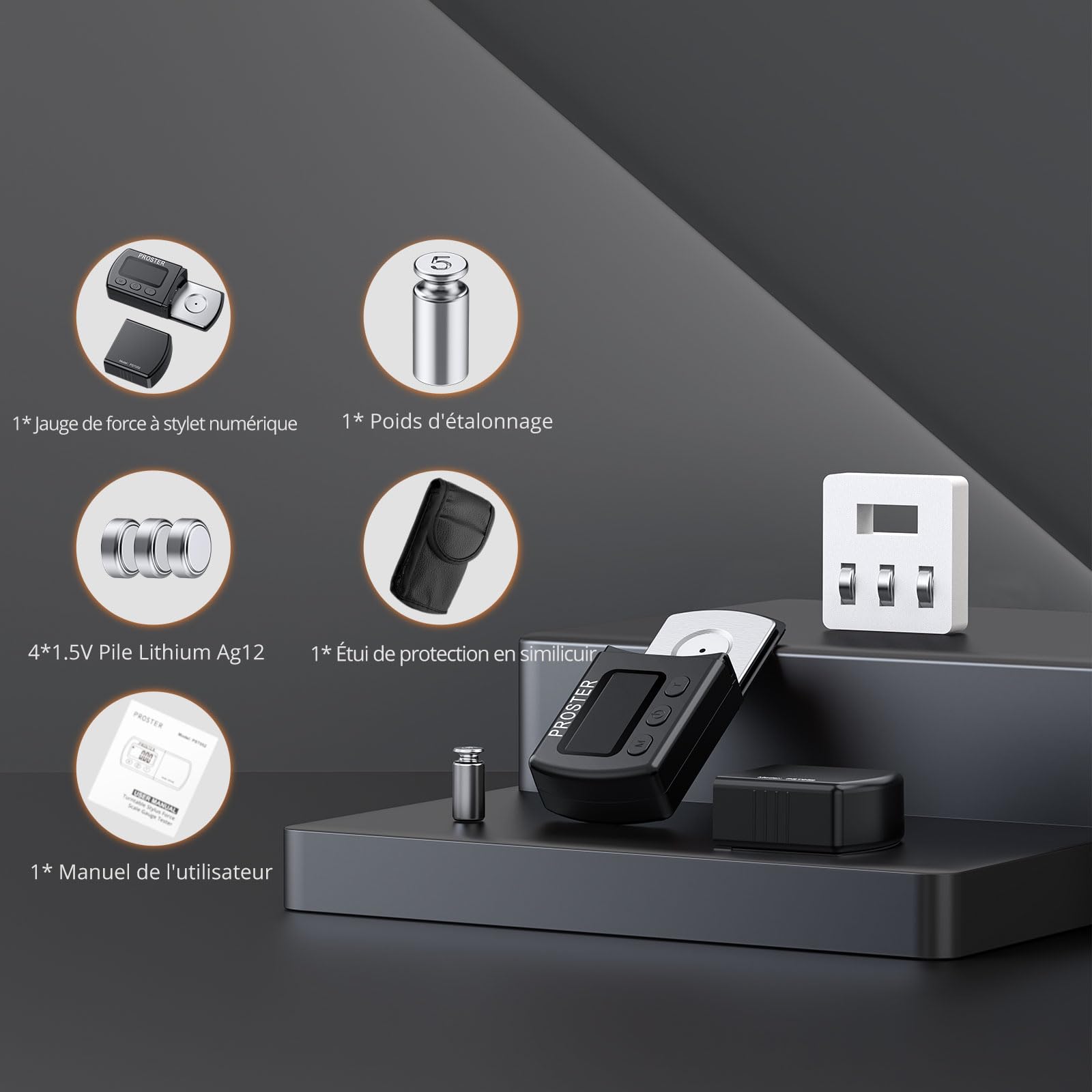 Proster Balance Numérique de Cellule Platine Vinyle – Jauge de Force du Bras de Lecture 0.01g Haute Précision avec Écran LCD Rétroéclairé – Accessoire Audiophile Portable