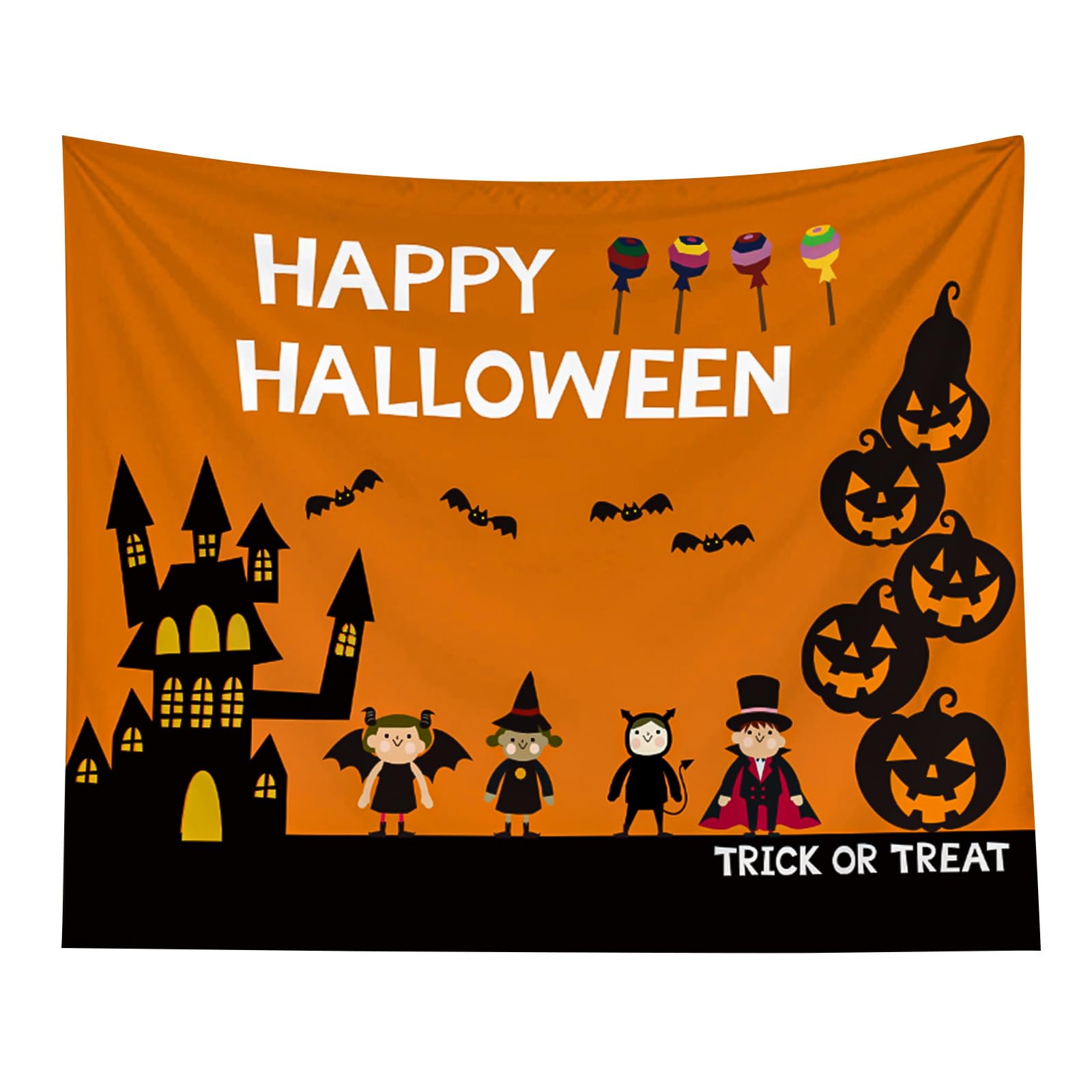 【LEISURE CLUB】タペストリー ハロウィン 壁掛け おしゃれ 部屋 壁飾り 飾り 人気 お店 布ポスター 多機能 halloween 撮影背景 背景布 パーティー 飾り 寝室 プレゼント ファッションのモダン 装飾アートリ 装飾品 150*130cm 室内 パーティ 装飾布 かぼちゃ クリスマス コウモリ (カボチャ-A)