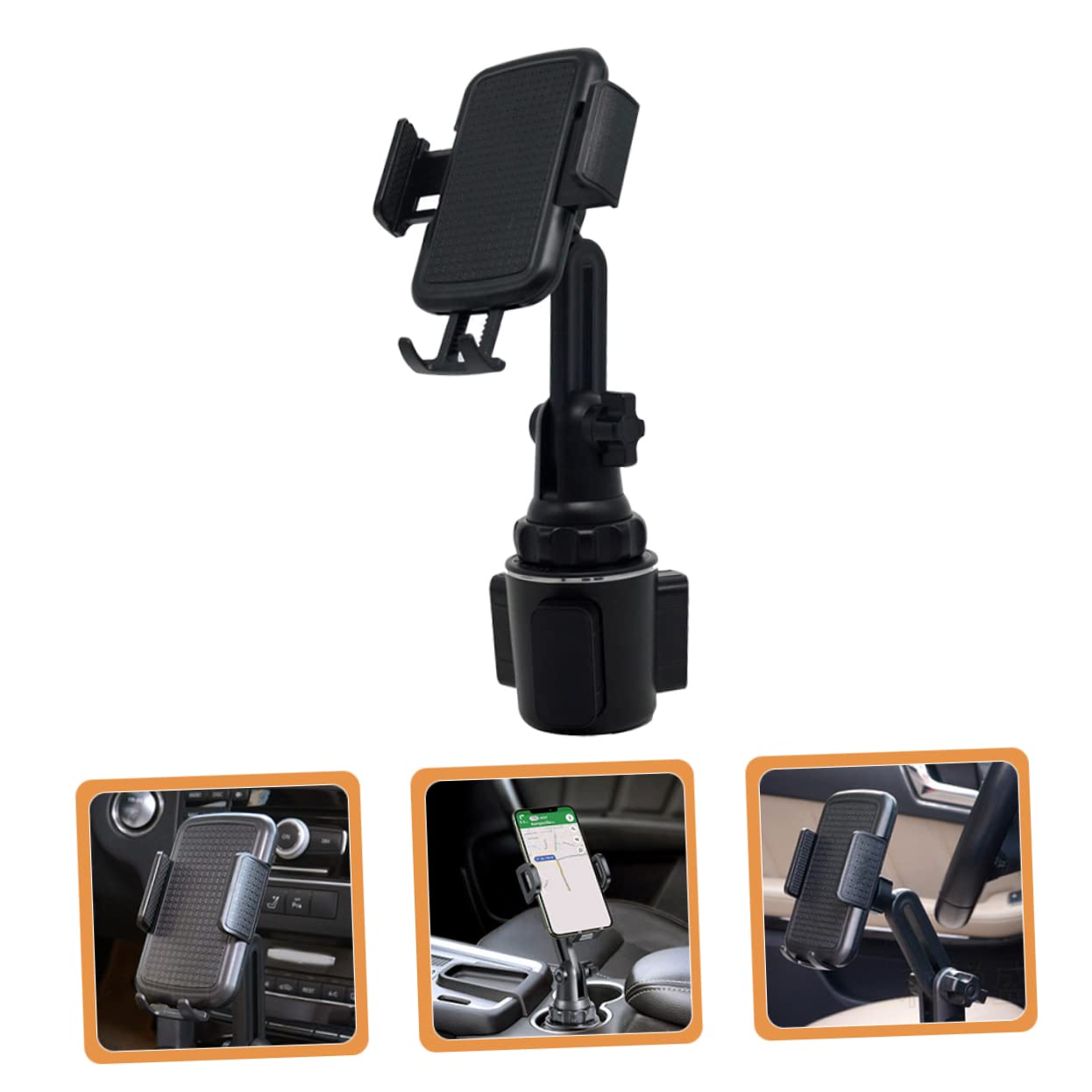KOMBIUDA Supporto per Telefono da Auto Portabicchiere, Base Regolabile, Presa Stabile in Abs, per Auto e Camion