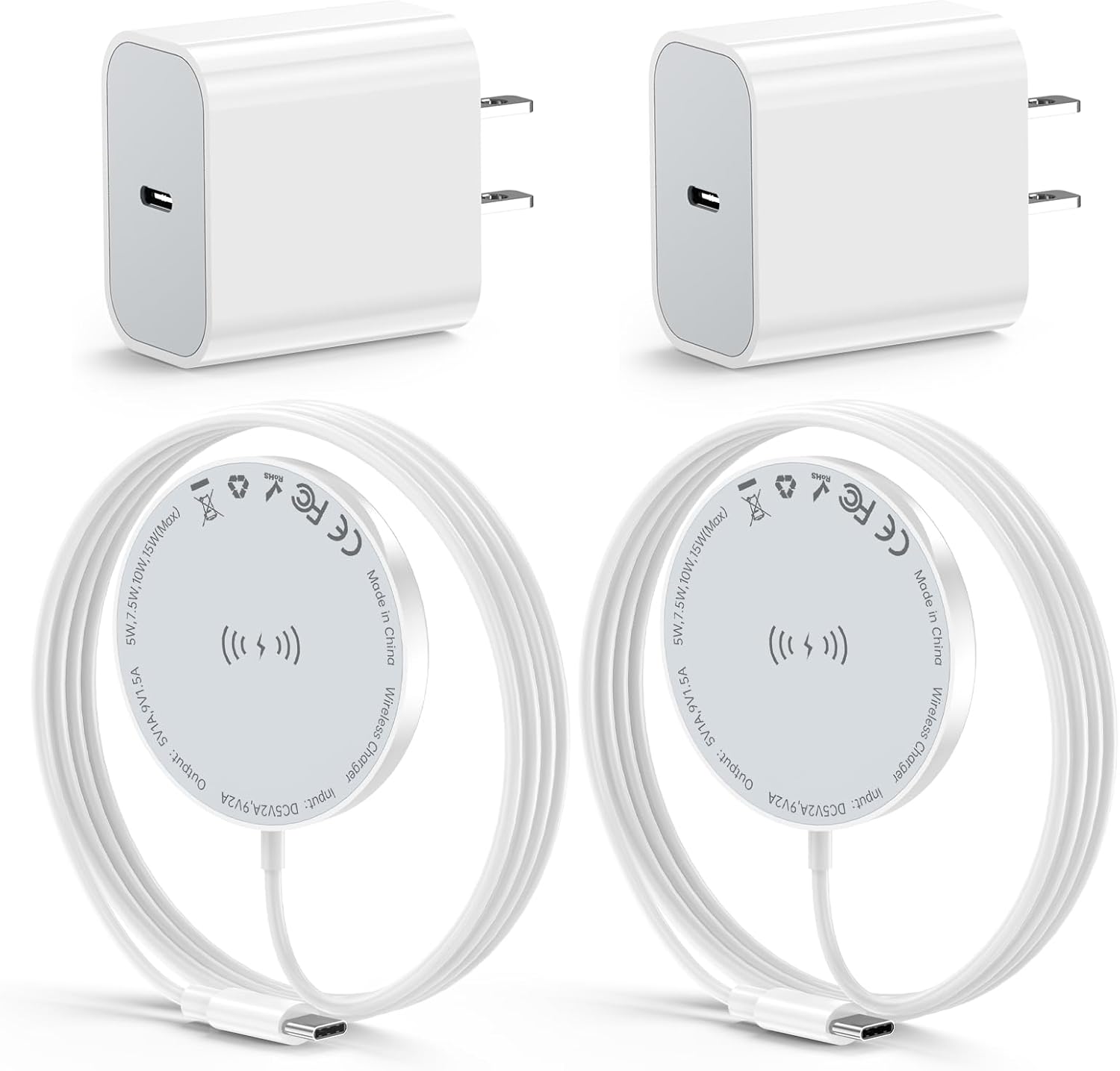 [Apple MFi Certified] Apple MagSafe iPhone Charger Magnetic Wireless Charger 15W 6FT Fast Wireless Charging Pad for Apple iPhone 16/15/14/13/12 Pro Max Plus/AirPods 2 3 4 Pro 2 3,Charging Pad[2Pack]
