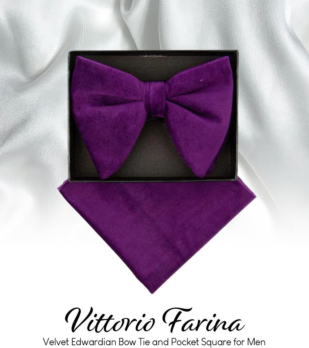 Velvet Edwardian Bow Tie & Pocket Square Set