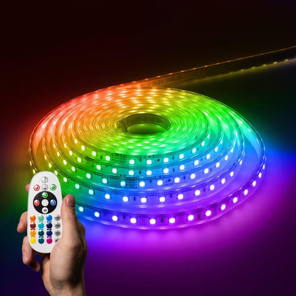 HOFTRONIC - Flex60 RGB LED Streifen 10 m 80 W Dimmbar IP65 2600lm 60 LEDs/m UV-beständig Kürzbar pro 100 cm Flexibles LED Lichtband für Bad Spiegel & Indirekte Beleuchtung