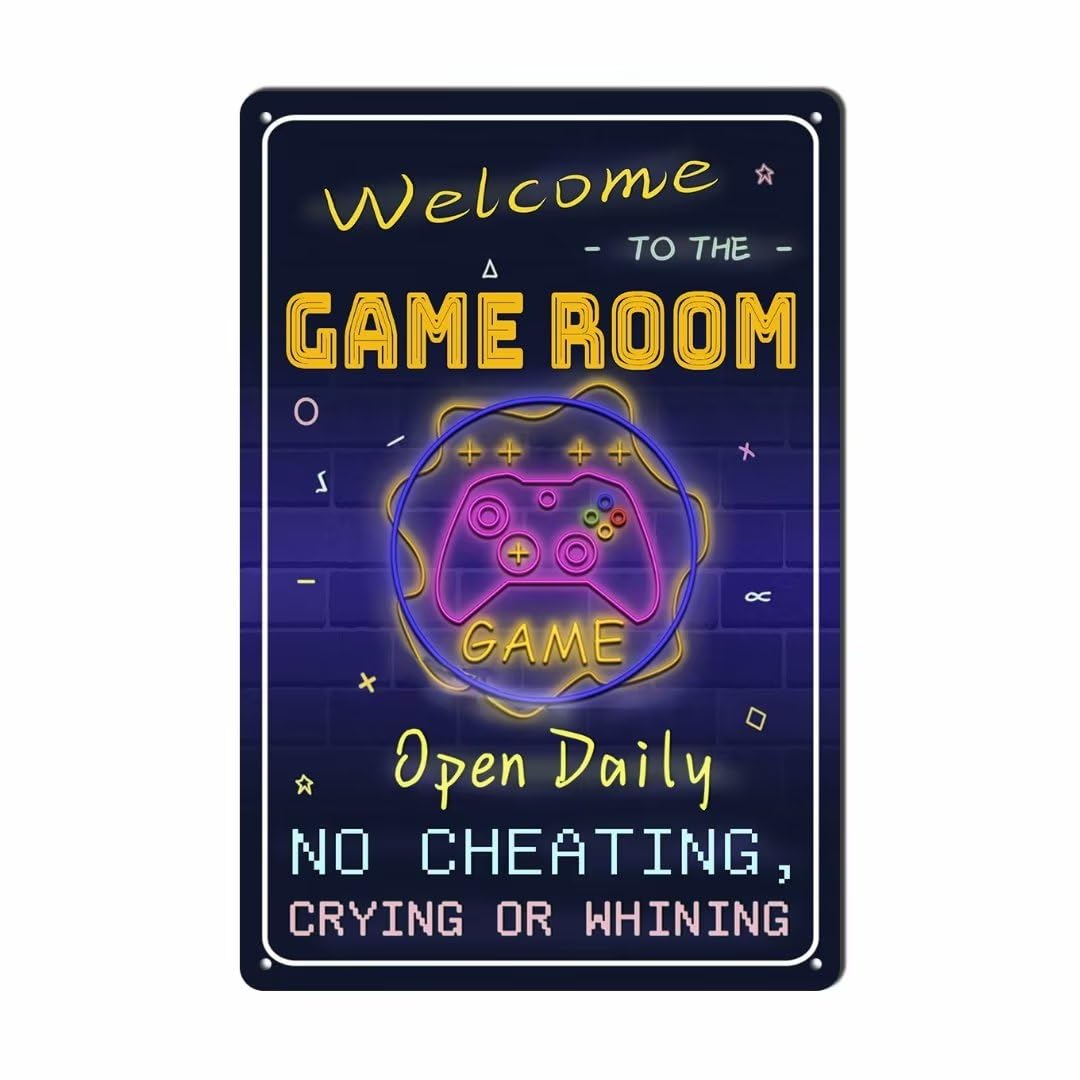 Gaming Room Metal Sign Gamer Gifts For Kids Room Decor Gamer Wall Decor For Boys Room Funny Gamer Accessories Wall Art 12 * 8 inches