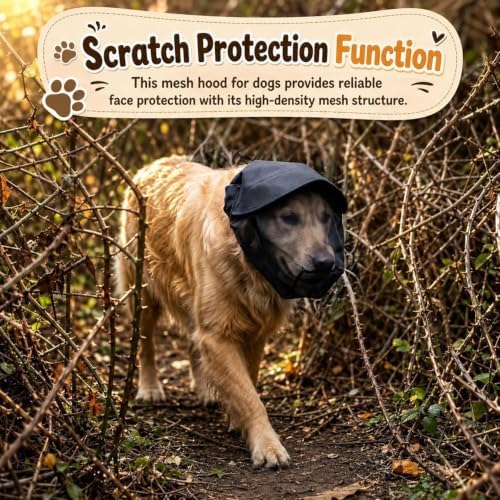 Dog Outdoor Protection Mask, Breathable Adjustable Mesh Head Guard for Small and Medium Dogs,Dog Safety Mesh Protector for Outdoor Hiking Camping (L) - 4