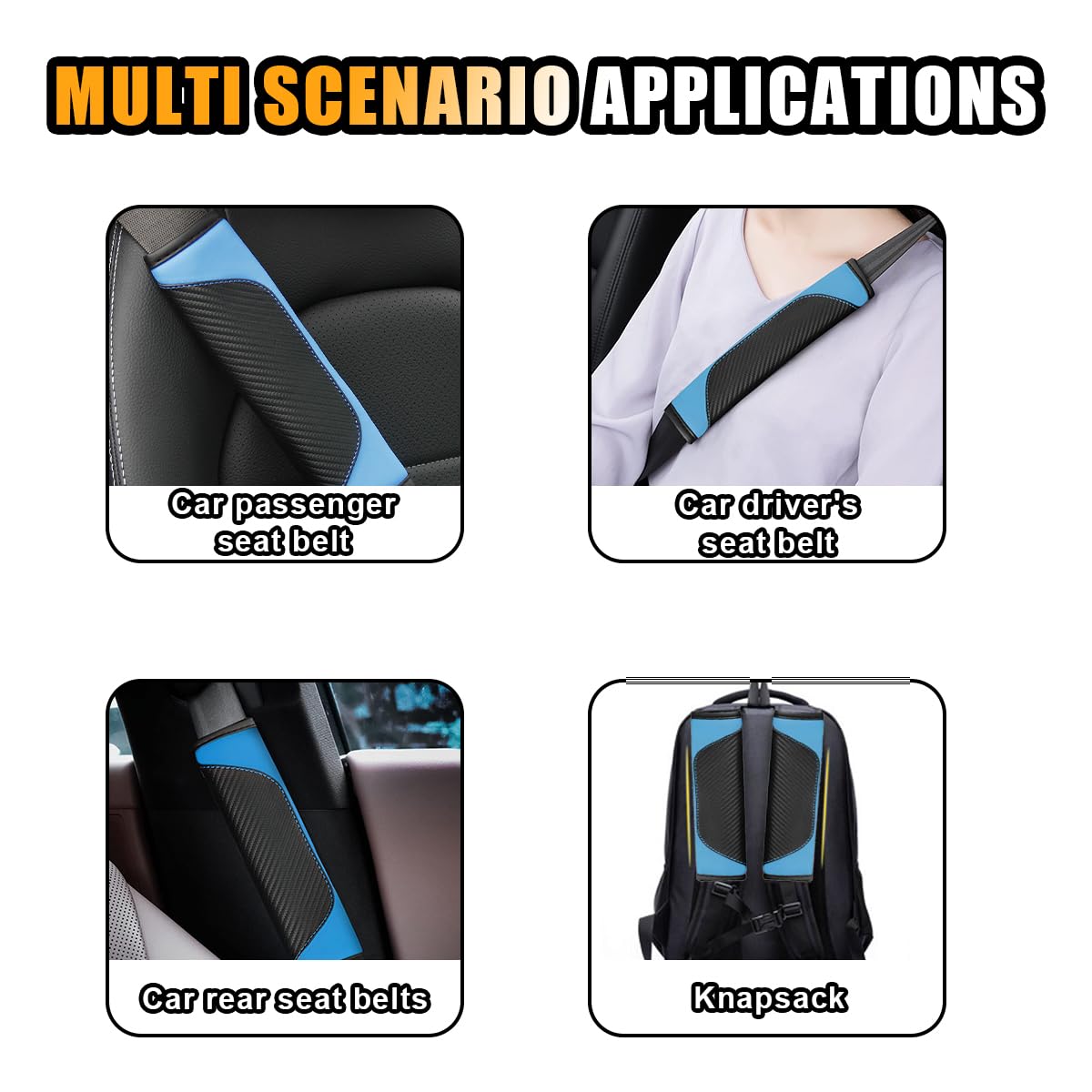 Seat Belt Comfort Covers 2-Pack Carbon Fiber Seat Belt Covers