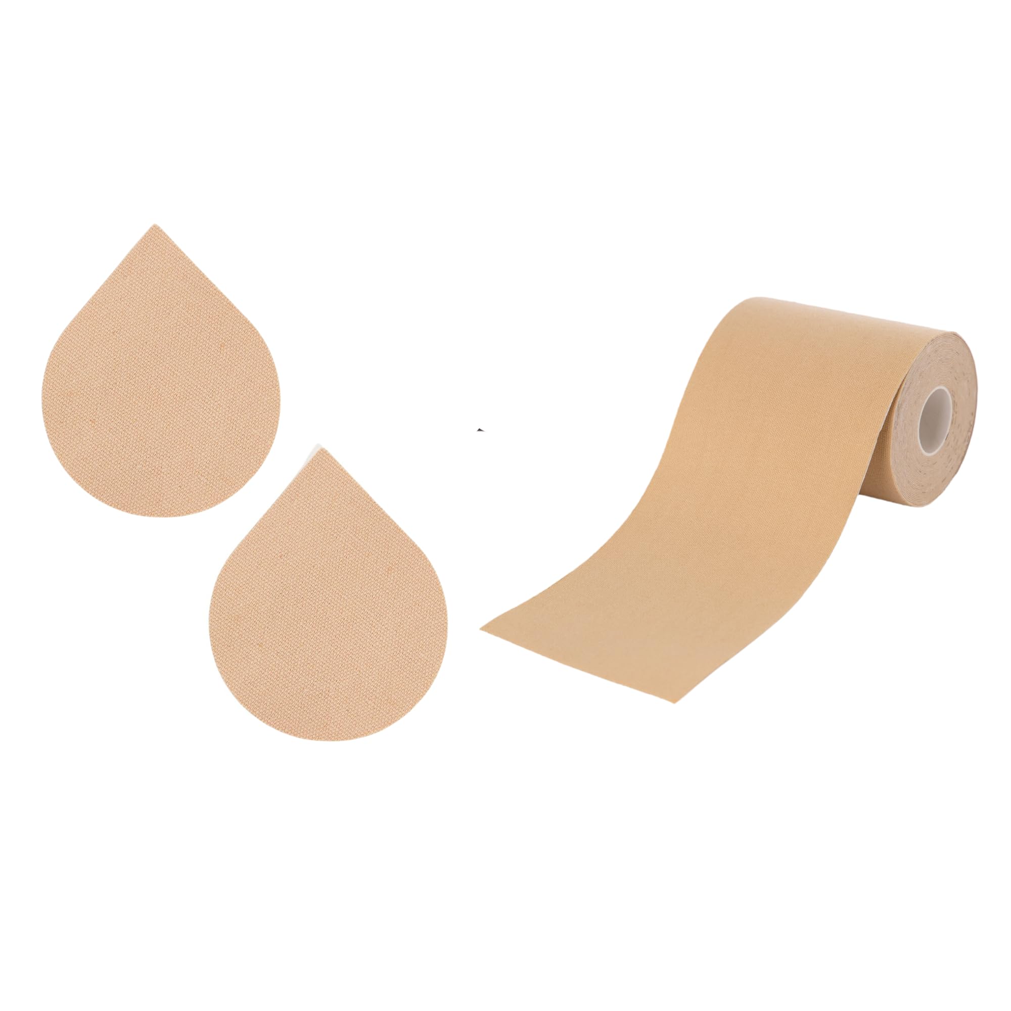 Set of Breast Lift Body Tape Plus + (1 Roll) & Pasties Plus + Size (Pack of 4 Pairs) For Complete Coverage and Lift (Sand)