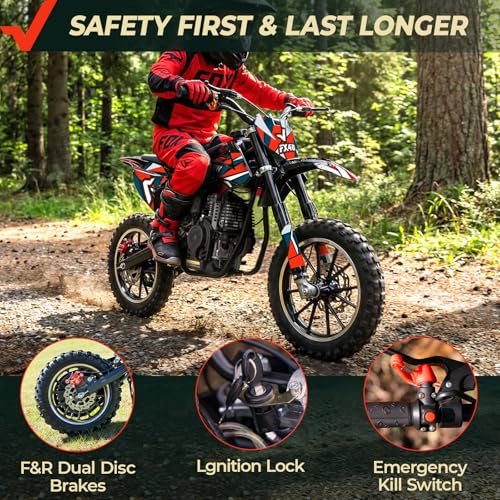 Image of FRP FX40-Ogemaw Dirt Bike, 40CC 4-Stroke Gas Powered Mini Dirt Bike with Goggles /Neck Gaiter /Gloves, 20 MPH Max Speed, Dual Disc Brakes, 132 LBS Capacity - Red