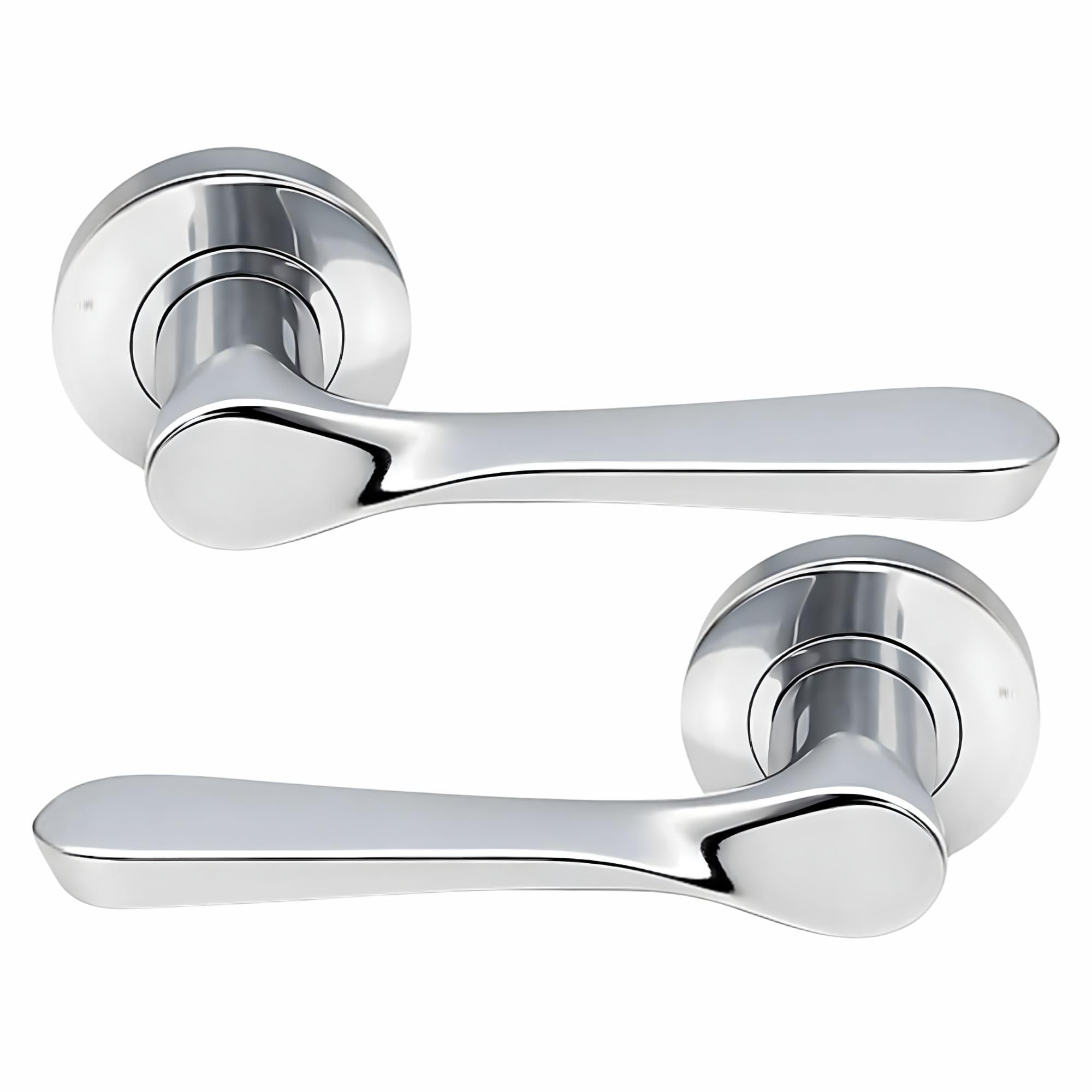 UAP Calla Internal Door Handles On Round Rose, Polished Chrome Lift & Lock Lever Handles for Interior Wooden Doors, Keyless Pair