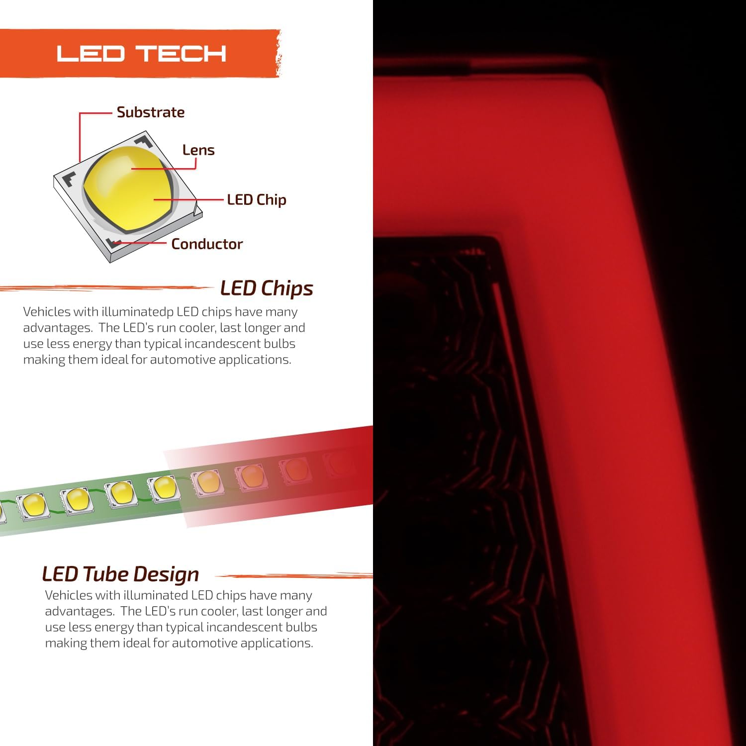 AKKON - For Black Smoked 00-06 GMC Yukon XL 1500/2500 Chevy Suburban Tahoe LED Bar Tail Brake Lights Left+Right
