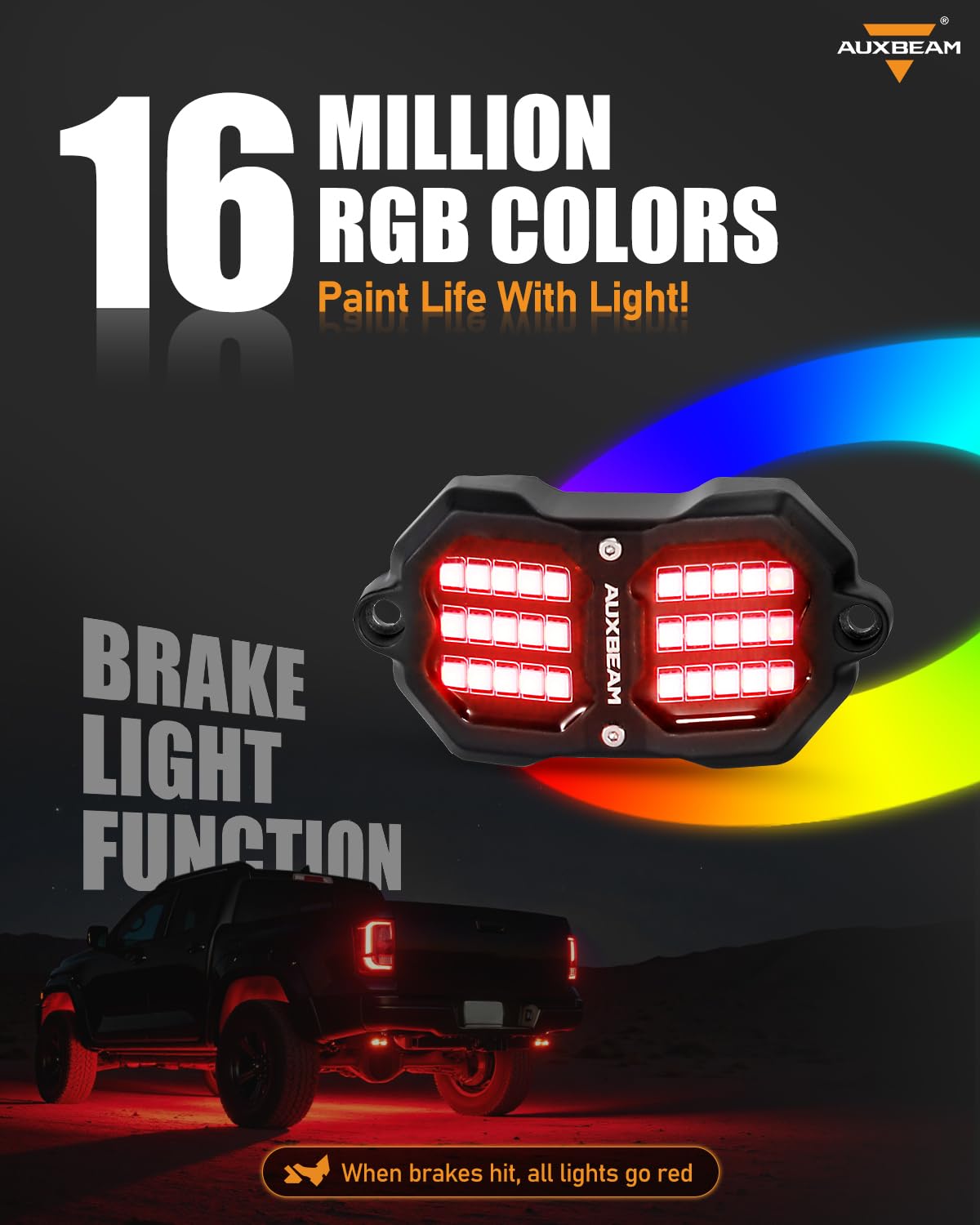 Amazon.co.jp: Auxbeam 4 Pods RGB LED ロックライト、Bluetooth& 