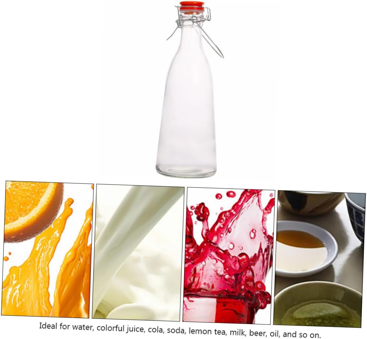 Cabilock Airtight Glass Storage Bottle with Swing-top Lid Fruit Infuser for Juices Beverages and Decorative Displays Glass Food Container