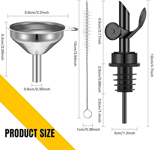 Vista 2 de Tioncy 4 Piezas Vertedores de Acero Inoxidable con Peso Boquilla de Aceite de Oliva Dispensador de Aceite de Oliva Apertura y Cierre Automático