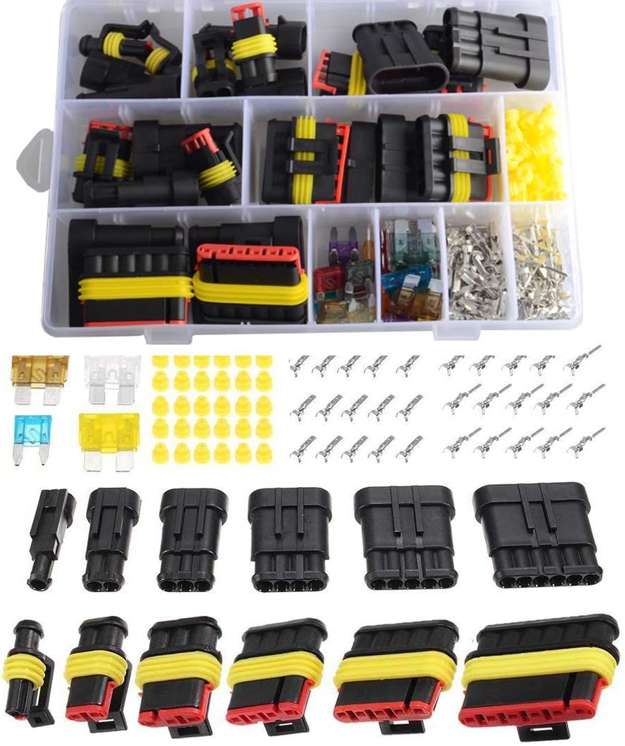 Imentha 14 sets 1-6 Pin Car Motorcycle Waterproof Electrical Wire Connector Automotive Terminals Kit Male Female Plug Blade Fuses