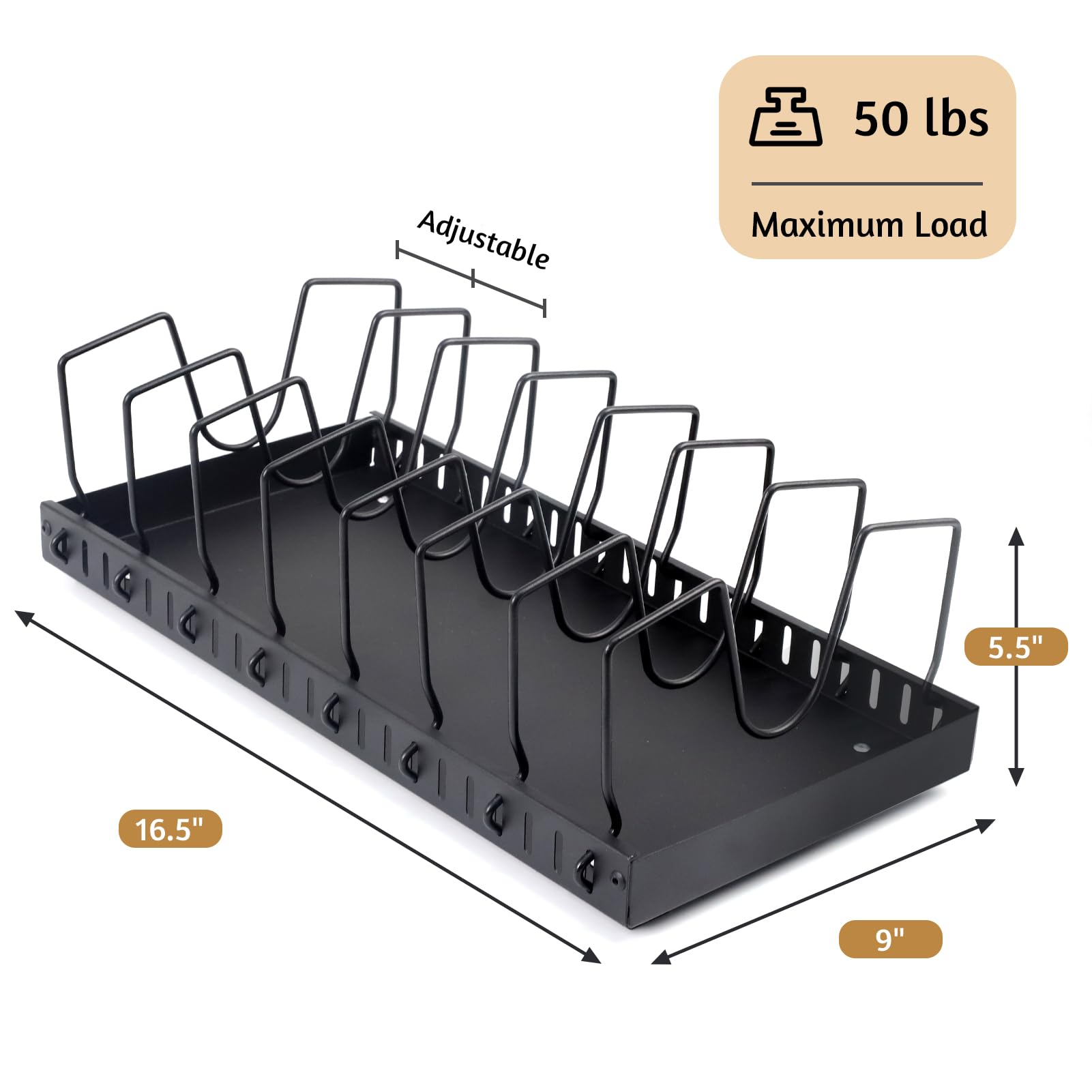 Organizador de armario extraíble, organizador de ollas y sartenes debajo del gabinete con 8 divisores ajustables, estantes extraíbles para armarios de cocina, organizadores de tapa de olla 4