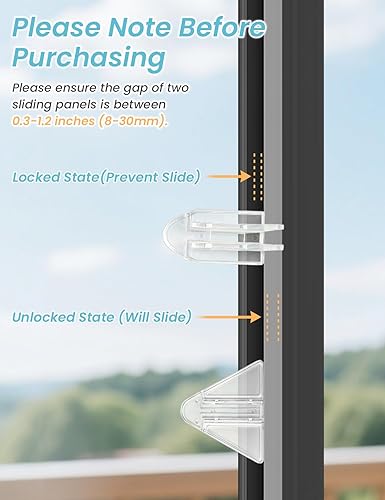 Miniatura 4 de Maveek Paquete de 8 cerraduras para puerta corrediza a prueba de bebés, a prueba de niños, cerraduras de armario de seguridad transparentes para