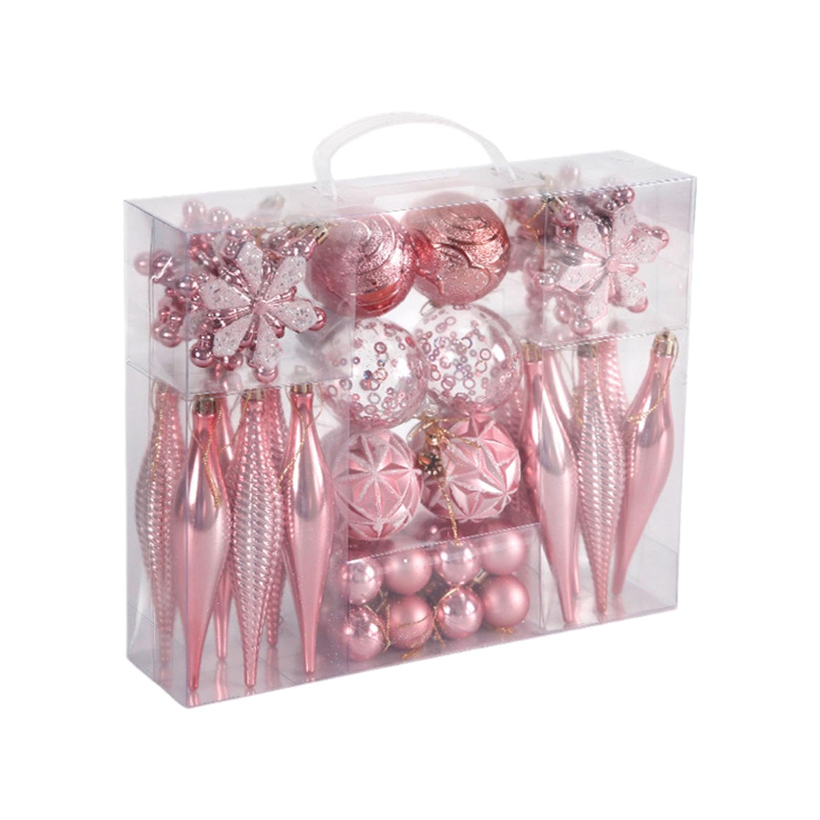 Boules de Noël rose lot de 40 boules en verre pour suspension de sapin