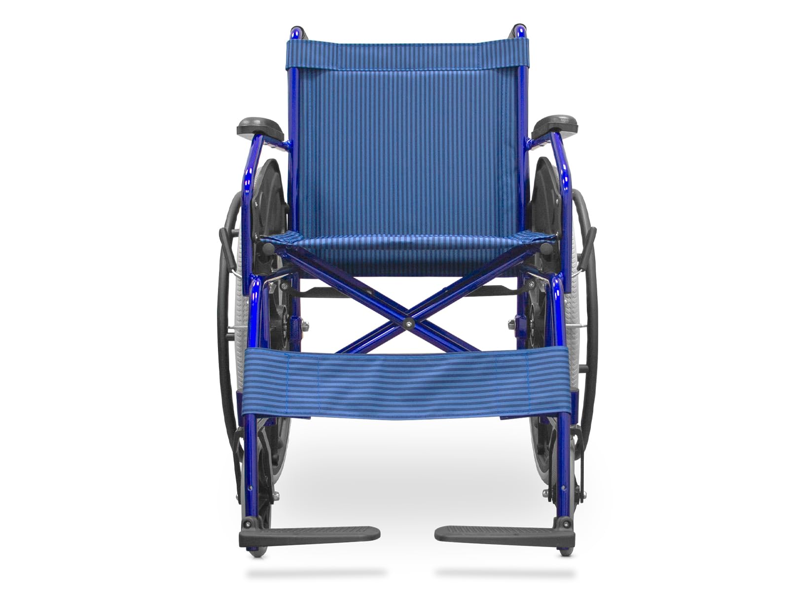 QUIRUMED Silla de Ruedas Plegable, Modelo Easy Ultralight, Estructura de Aluminio, Ligera, Compacta, Color Azul, Freno Manual, para Mayores, para minusválidos