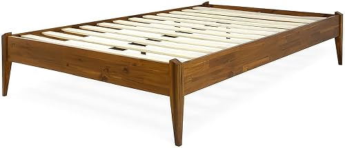 Miniatura 4 de Bme Dinkee Marco de cama característico de 15 pulgadas sin cabecero - Estilo moderno y minimalista con madera de acacia - 12 soportes de listones de