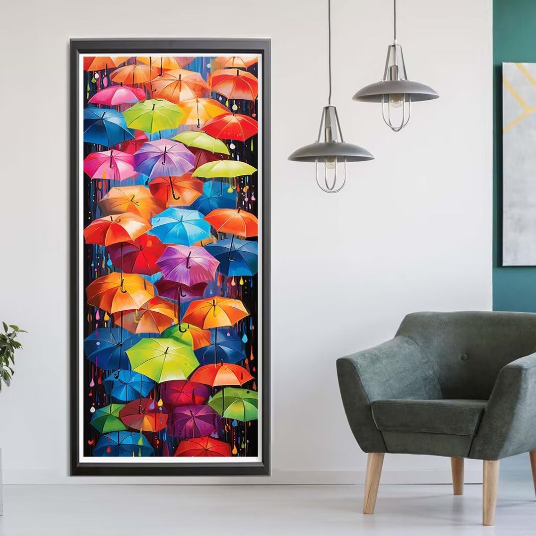 Diamond Painting Kit,(90x250 cm) Zestaw Malarstwo Diament Dziewczynka DIY Diamenty Crystal Art Painting by Numbers Dorosłych, Mozaika Diament Malarstwo Dekoracji Domu i Ściany -Ulica Parasol Q26