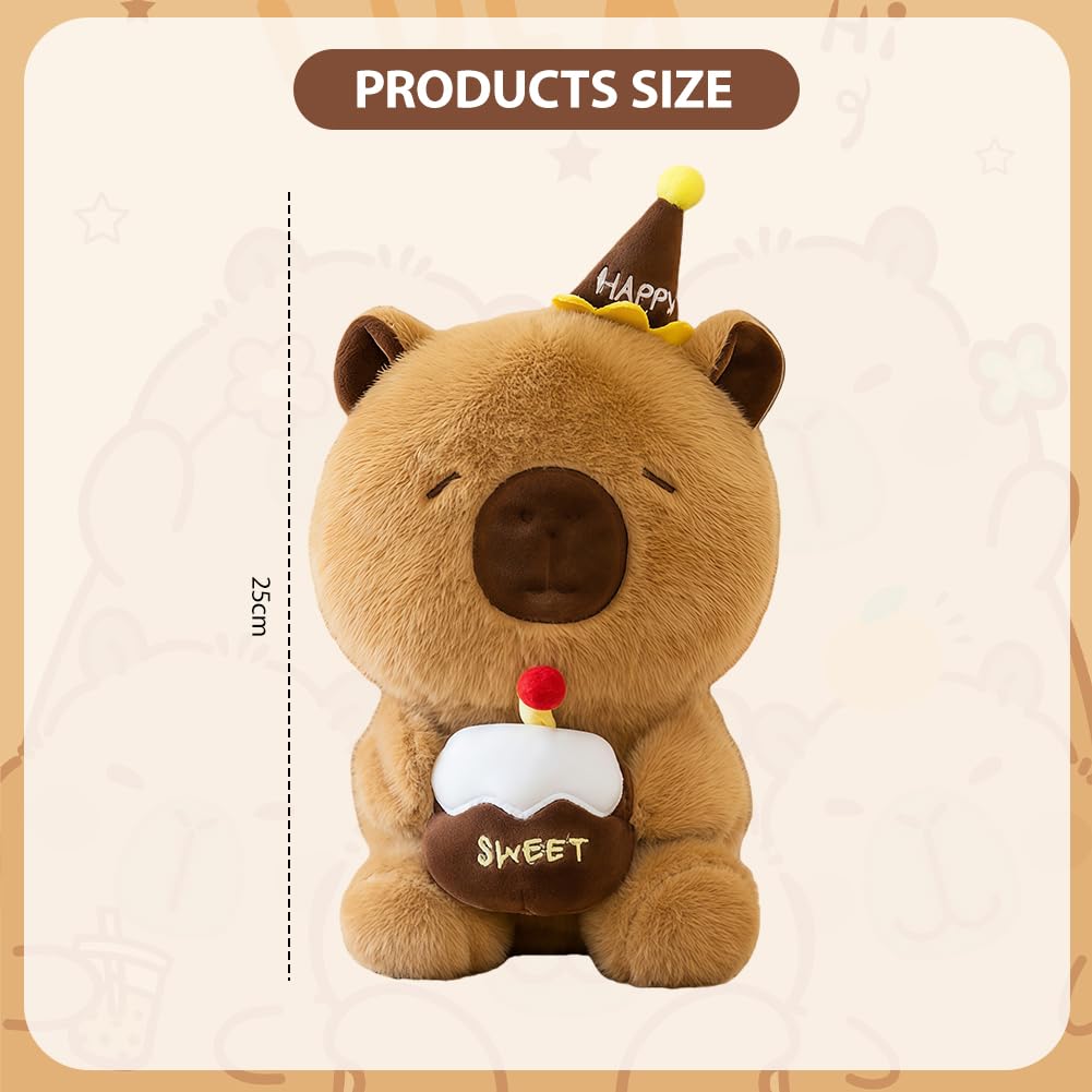 EduPlayte Capybara Plush Toy, 25cm Cute Animal Capybara Teddy Toy with Sweet Cake - Image 2
