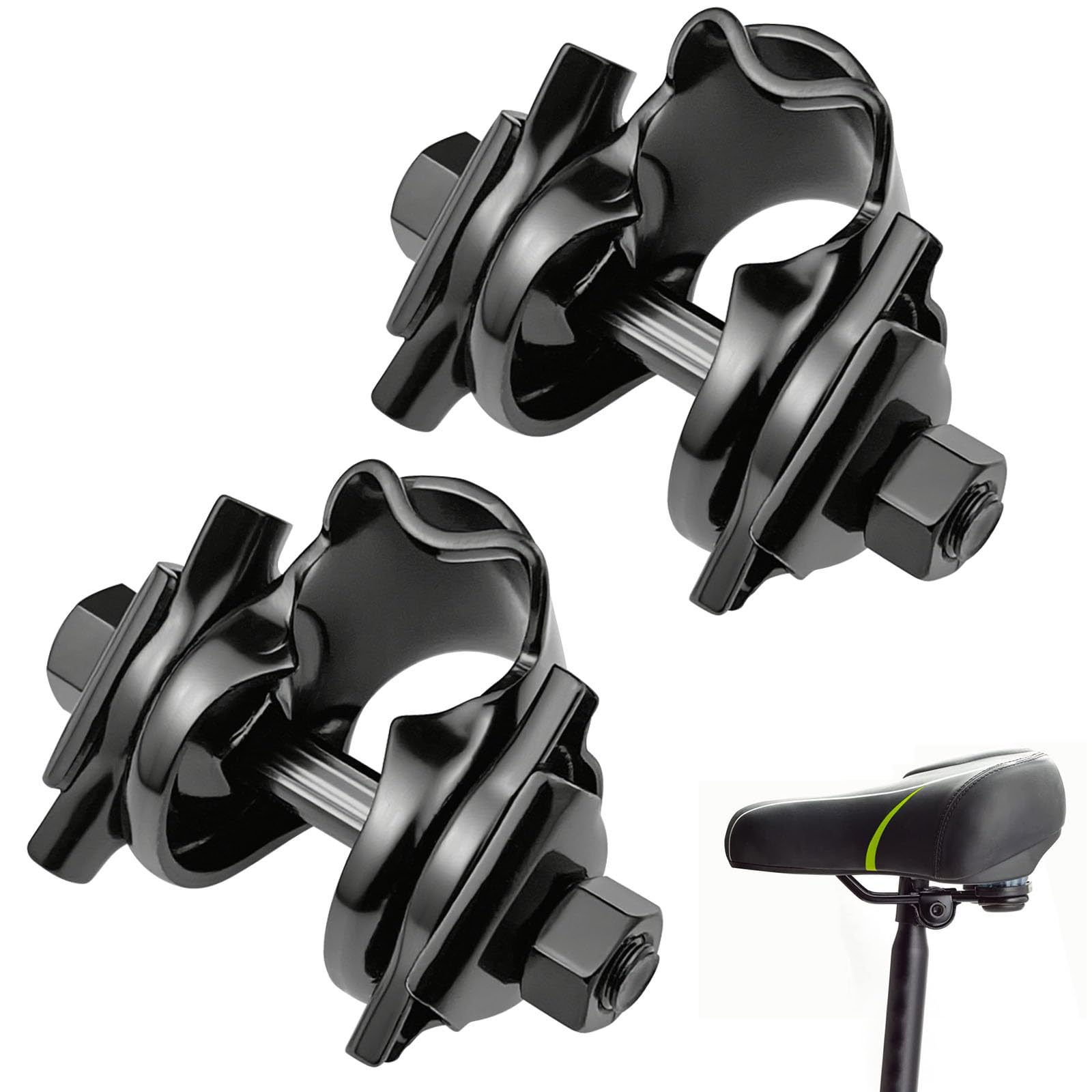 2pcs Bike Seat Clamp, 22mm MTB Seat Clamp Black Mount Bracket Bicycle Bike Saddle Seat Bolt Seatpost Clamp