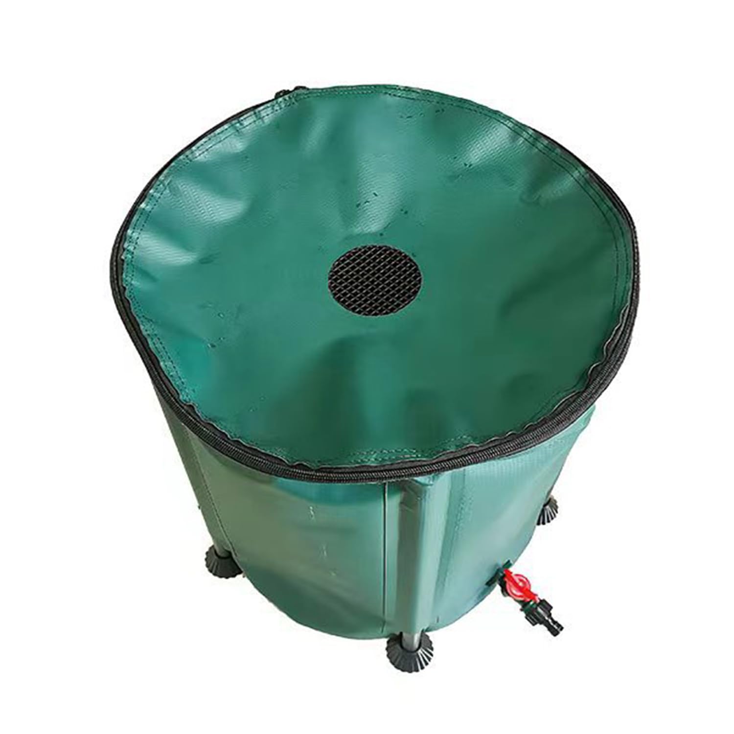 Depósito de recolección de agua de lluvia de 380 L con filtro de malla y grifo, anticorrosión, resistente al moho, a prueba de grietas, ideal para riego de jardín, solución de almacenamiento de agua