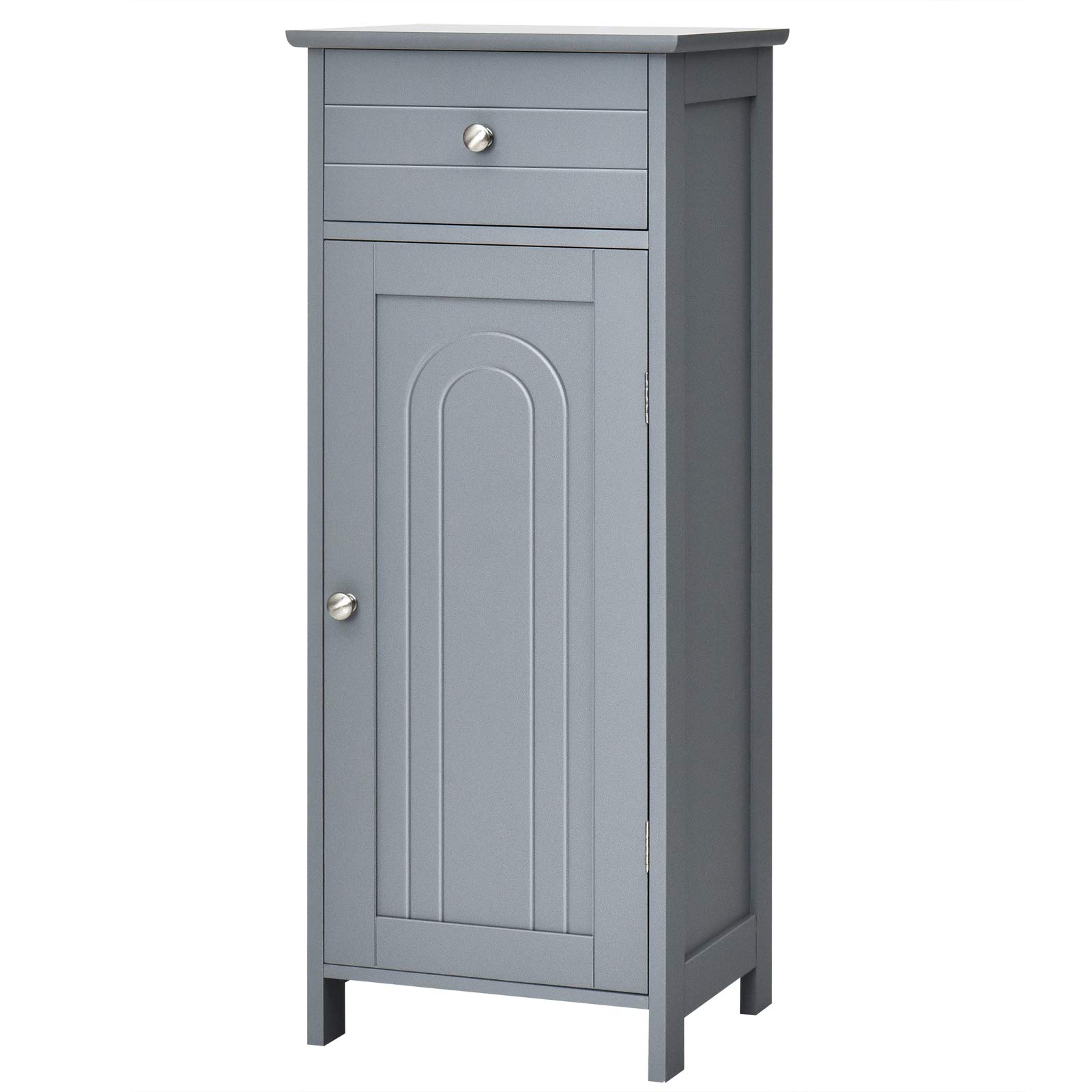 LIFEZEAL Mueble de baño Independiente, Armario Suelo de MDF con cajón y estantes Ajustables, 35,5 x 30,5 x 88cm, Mueble Organizador para salón, Cocina y Pasillo (Gris)