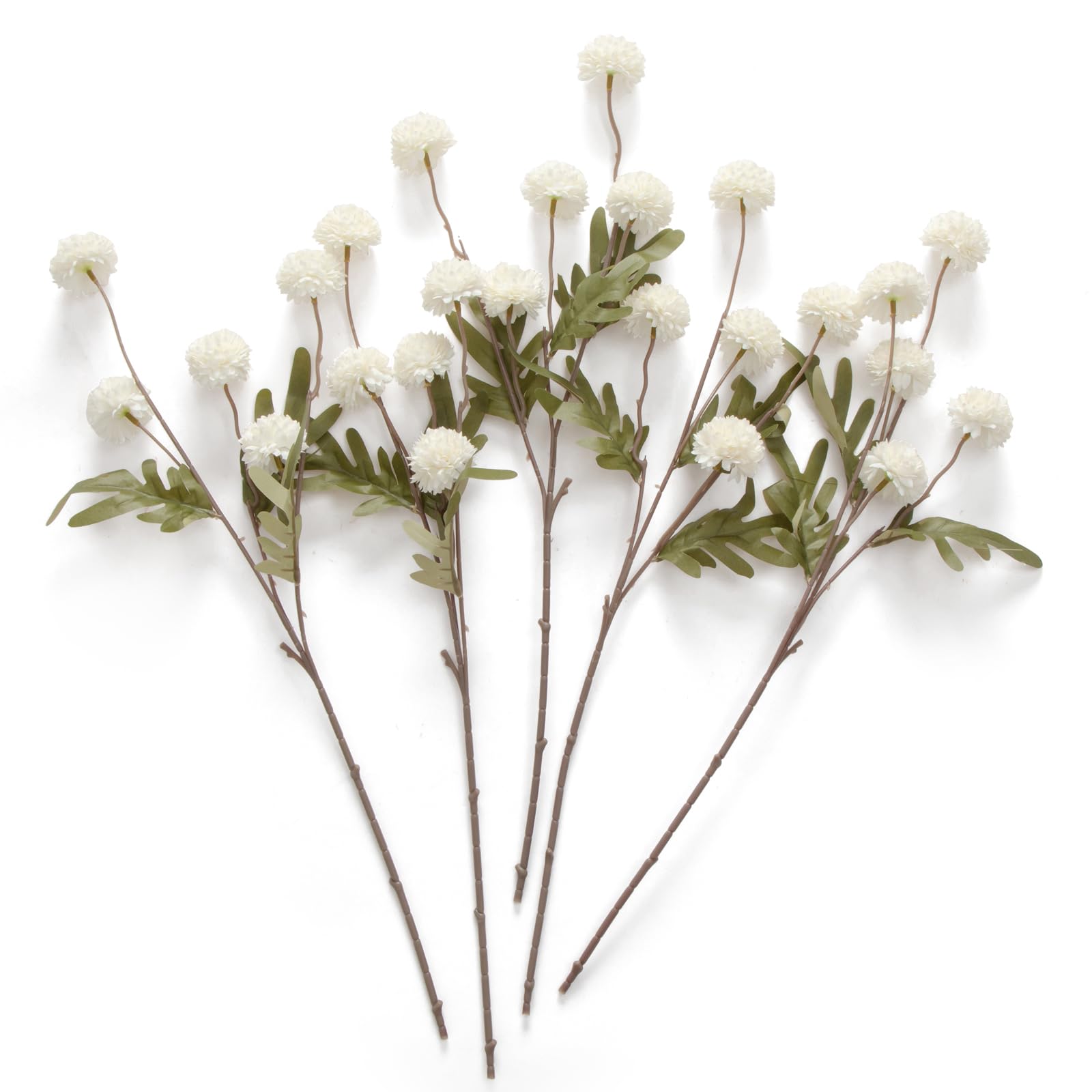 Laelfe Artificial Kiku Flower White 5 Pcs