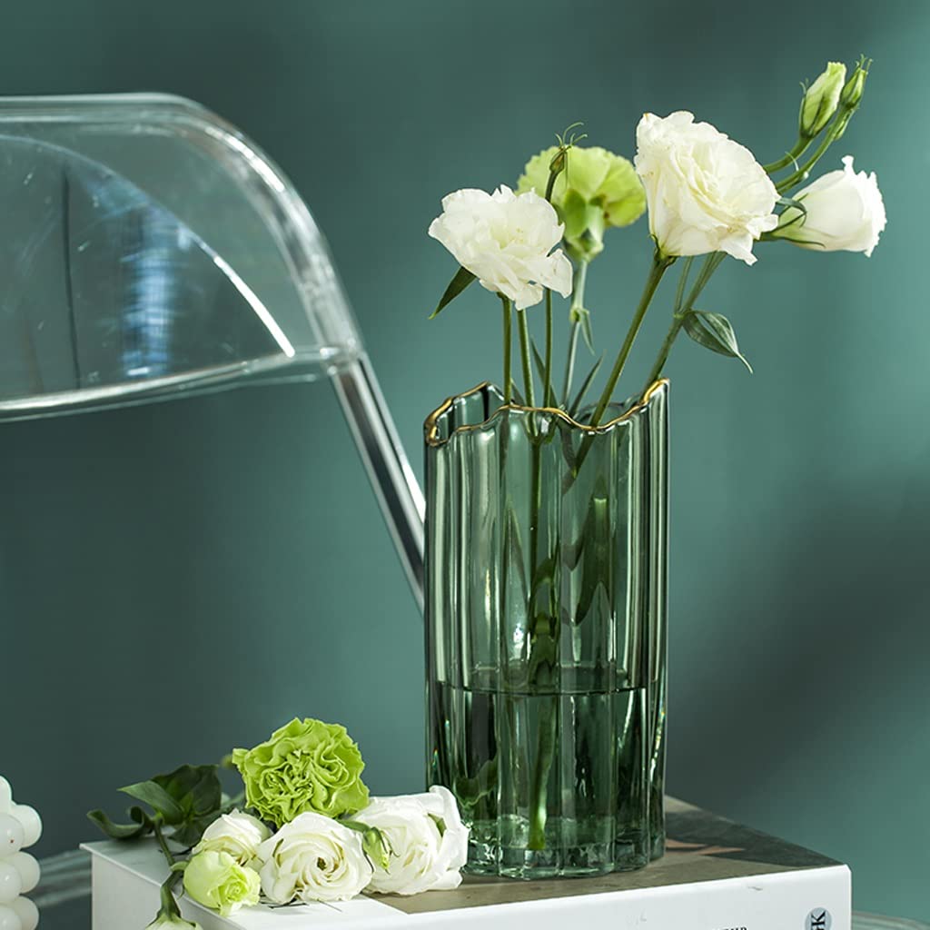 Amazon.de: QTT Vase Deko Wohnzimmer Blume Anordnung Glas Transparente  Blumen Silber Willow Glck Bambus Wasser Bambus Dekoration (Color : Green,  Size : 19.5cm)