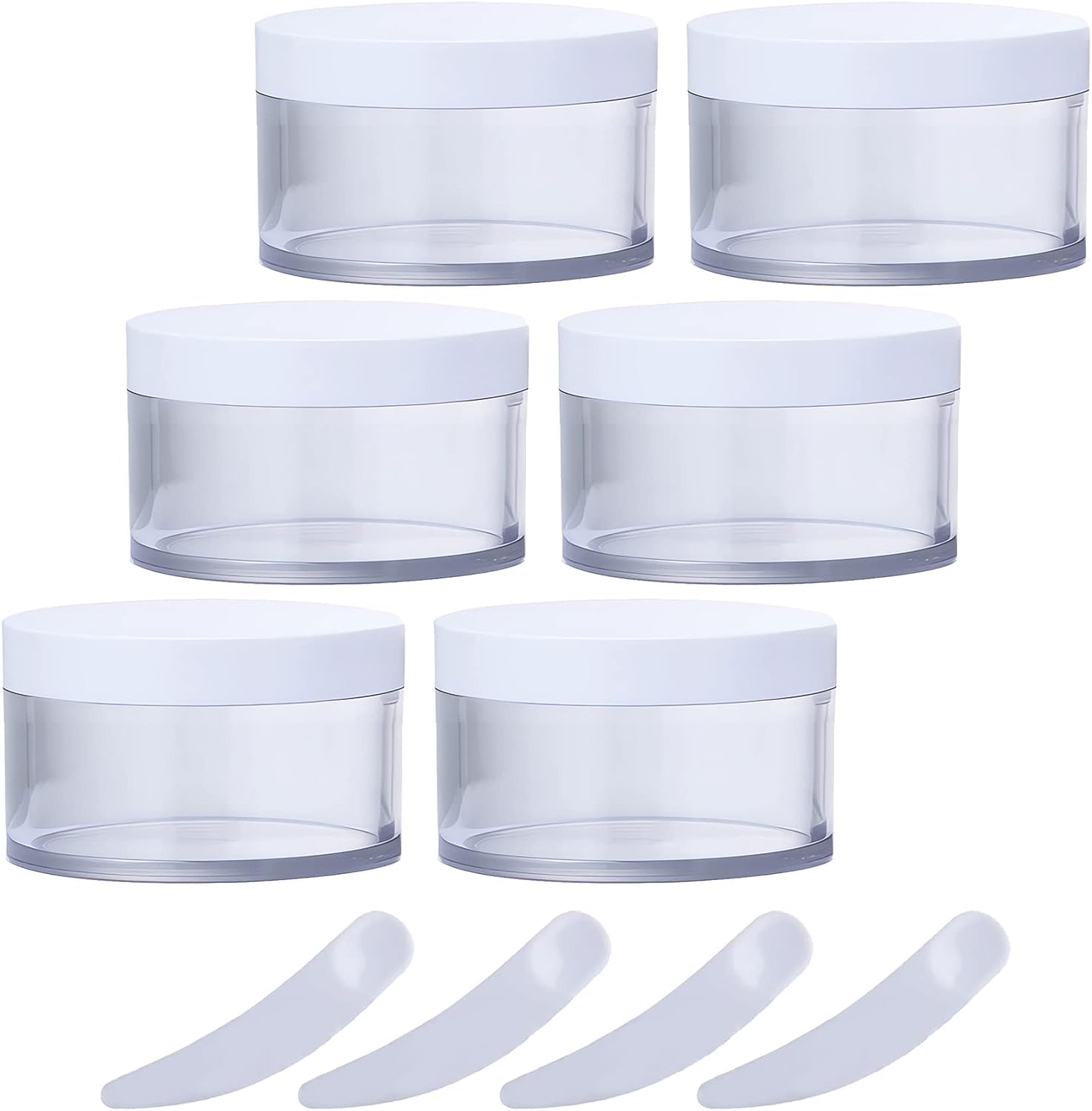 FLYIODFCXV cosmetic jar, Pack of 6, 200 g Plastic Cosmetic Jars with Screw Lid, Container for Facial Mask Lotions Cream(200ml)
