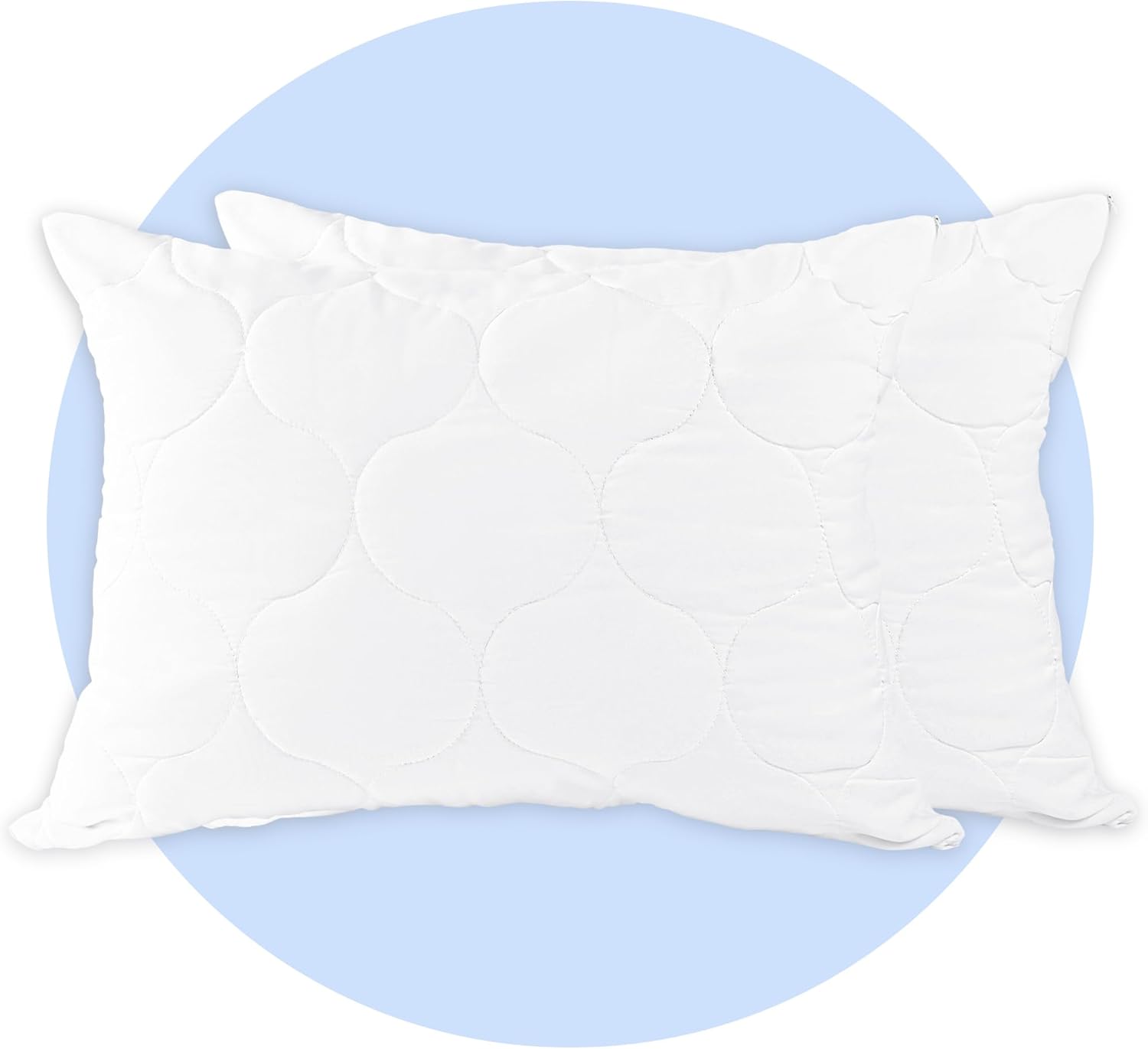2 Pack Quilted Standard Waterproof Pillow Protector, Zippered Pillow