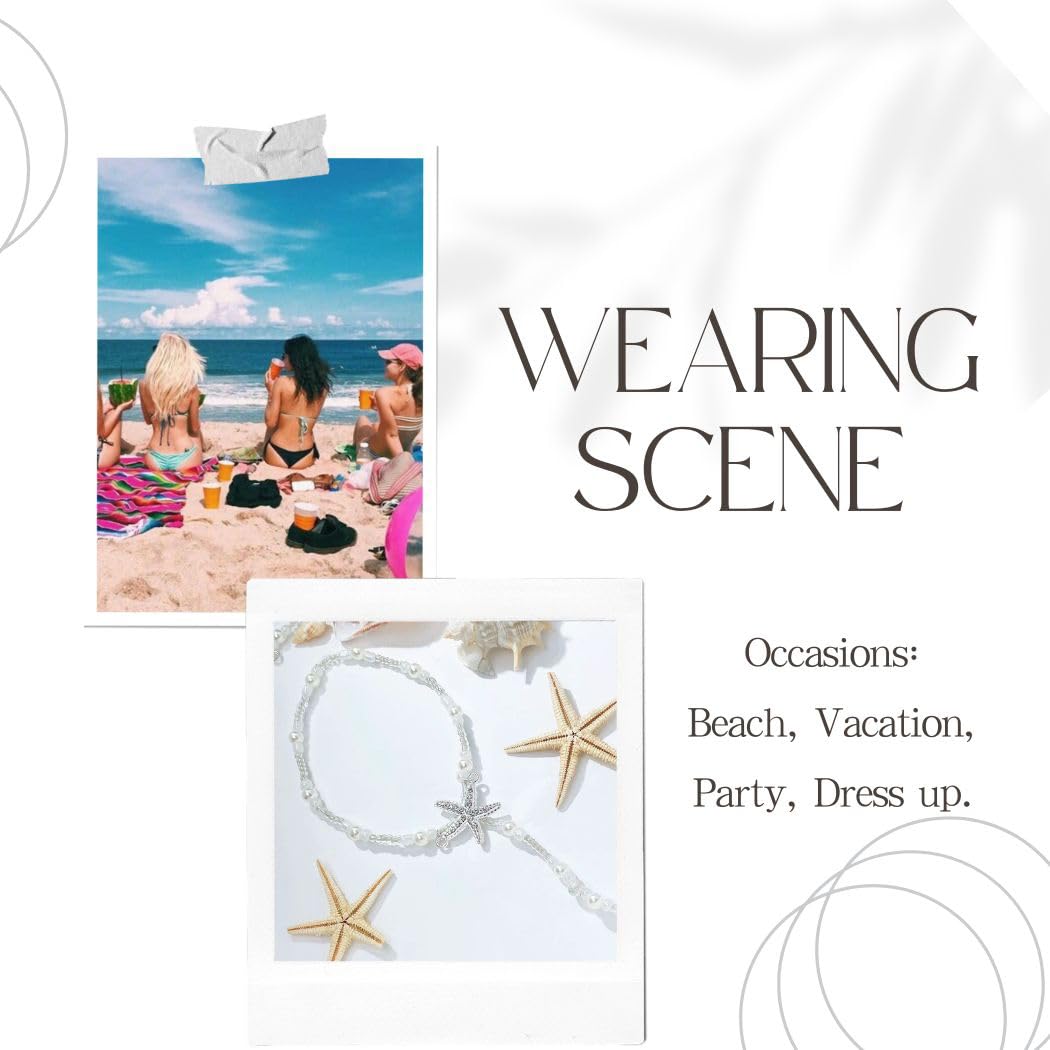 Sandalias tobilleras descalzas con punta de perla, sandalias estilo bohemio con cuentas, tobillera para playa, anillo de boda, accesorios de cadena de pie para mujer, 2 unidades, Talla única 7