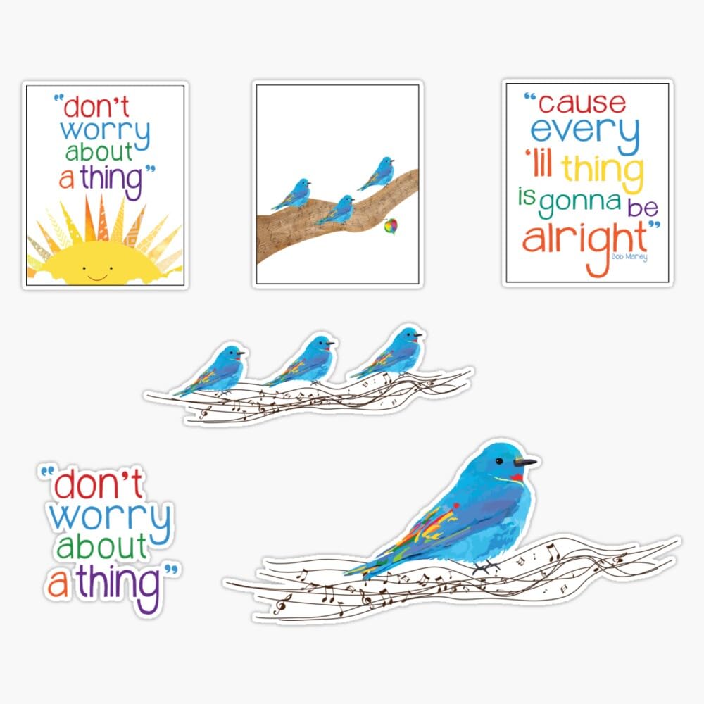 3 Little Birds Set Sticker Vinyl Waterproof Sticker Decal Car Laptop Wall Window Bumper Sticker 5"