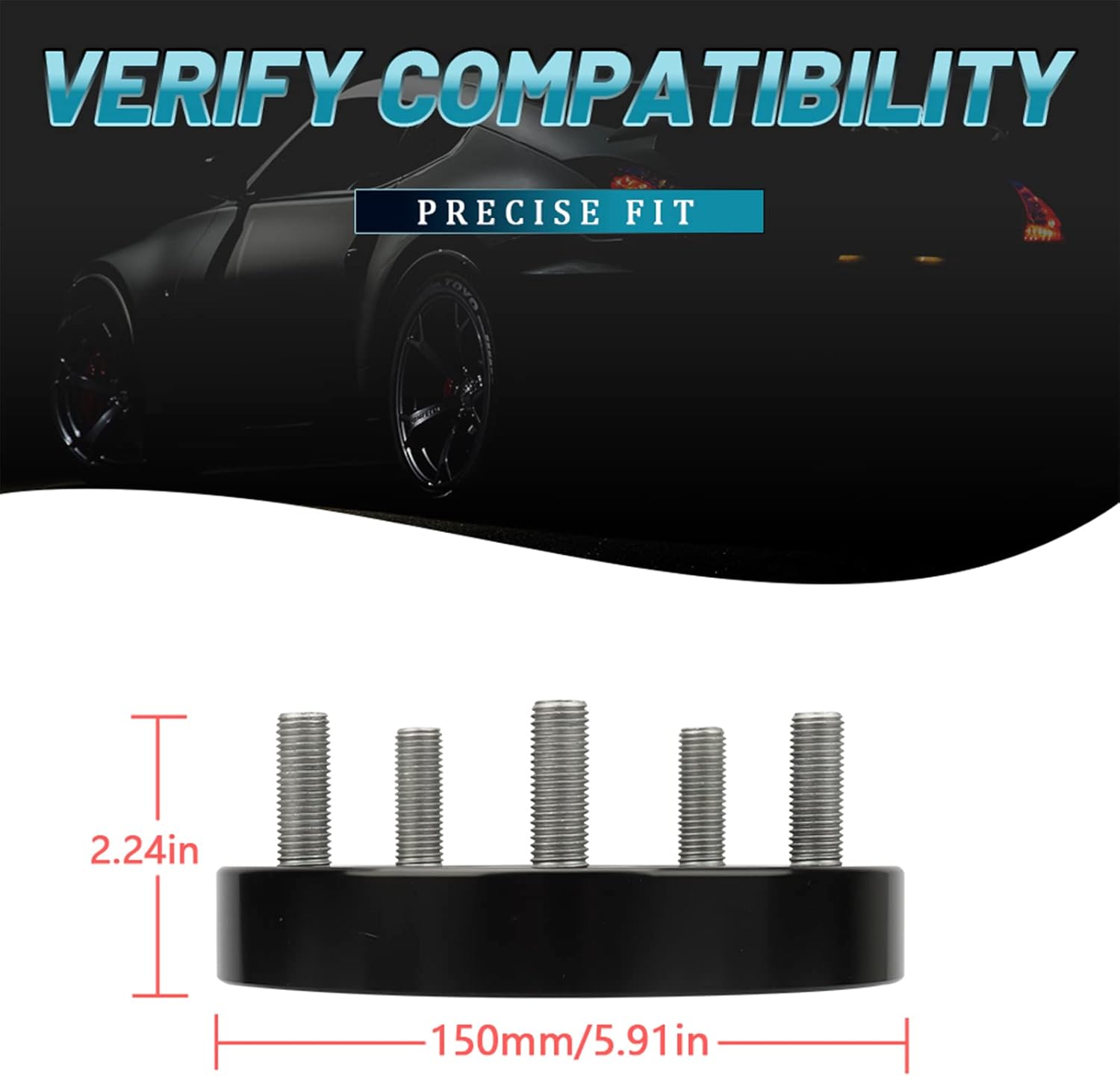 IRONTEK 5x100 to 5x114.3 Wheel Adapters 1"(25mm) Hub Centric Spacers (64.1mm Hub Bore, 12x1.5 Studs) Wheel Spacers Adapter for Chevrolet/Toyota/Dodge/Chrysler/Pontiac/Lexus 2PCS