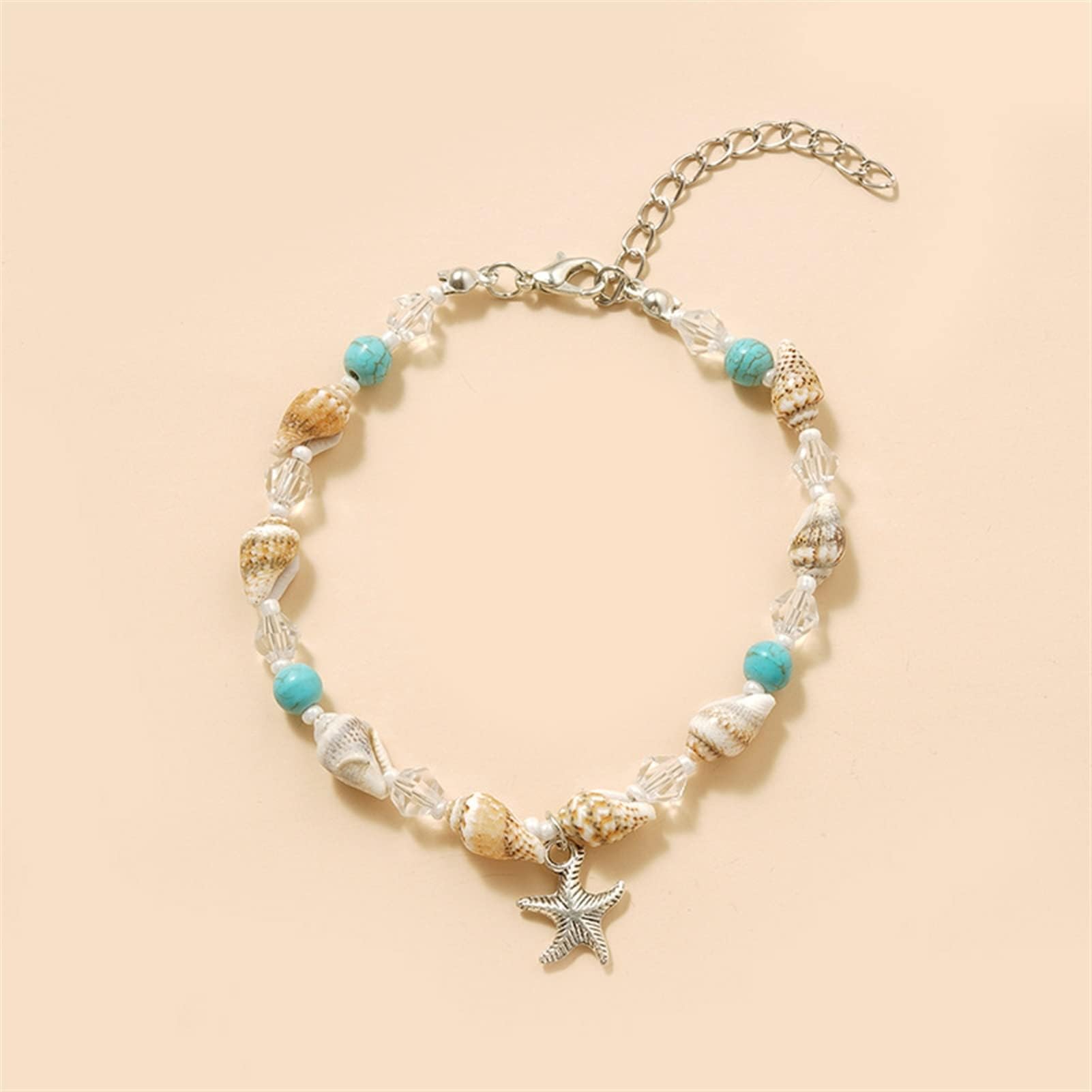 Pulseras De Tobillo Tobilleras Joyería Tobillera De Concha Cuentas De Arroz Perla De Cristal Océano Estrella De Mar Tobillera Joyería De Señora Tobilleras Ajustables Tobilleras De Mujer