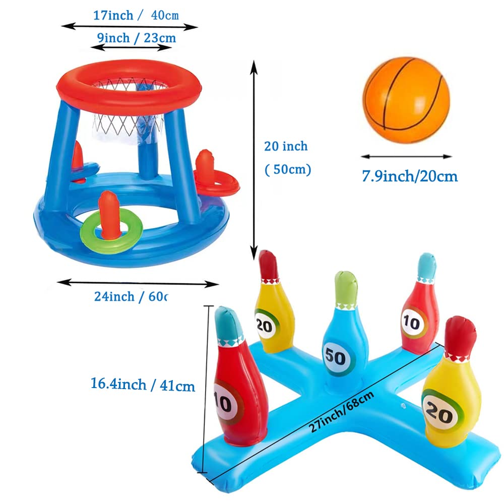 Piscine Gonflable Jouets de Basket-Ball Bowling Cross Toss Set, Natation Beach Ball Toss Games Summer Party Fun Favors Water Battle Game pour Enfants et Adultes