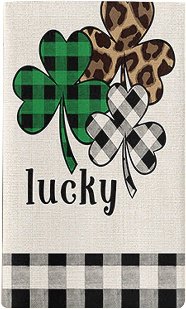 St. Patrick's Day Kitchen Dish Towels，Green Shamrock Clover Hand Towels，28 x 18 Inch Bathroom Towel Ultra Soft Absorbent Small Bath Spring Towel Kitchen Dish Guest Towel St Patrick's Day Decorations
