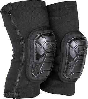 Klein Tools 60629 Tough-Flex Knee Sleeves for Work, Construction, Low-Profile Sleeve with Zipper, Gel-Like Foam, Black, M/L