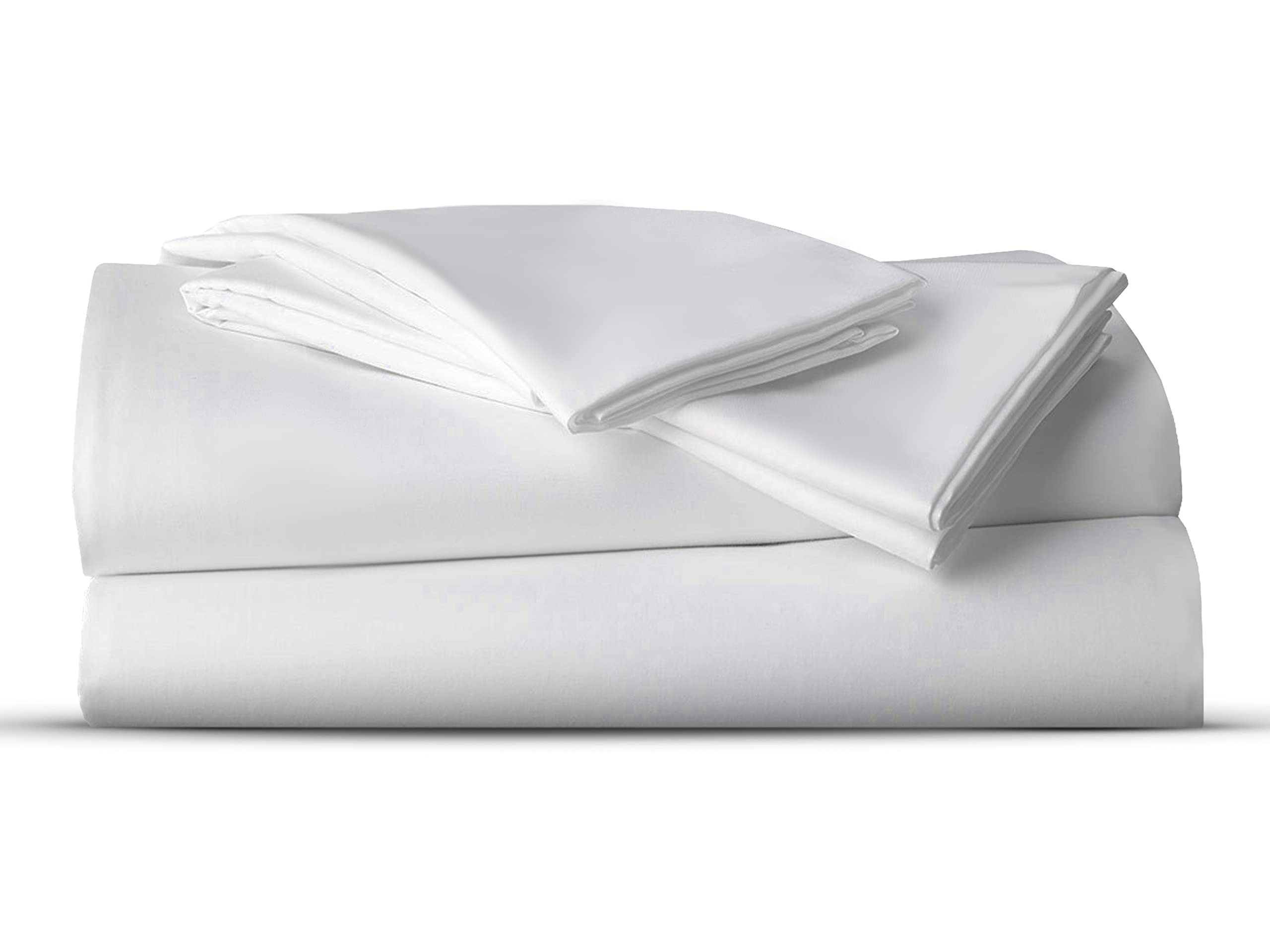 Crescent Textile Sheet Set for Bed 200TC 100% Egyptian Cotton Super Soft Easy Care Fitted Sheet & Flat Sheet with Pillowcases Bedding Set (White, Double)