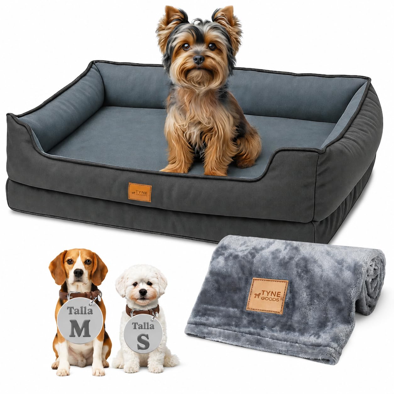 Cama Ortopédica para Perros y Gatos, Colchón Ergonómico para Articulaciones, desenfundable, lavable y antideslizante, Manta, s m l