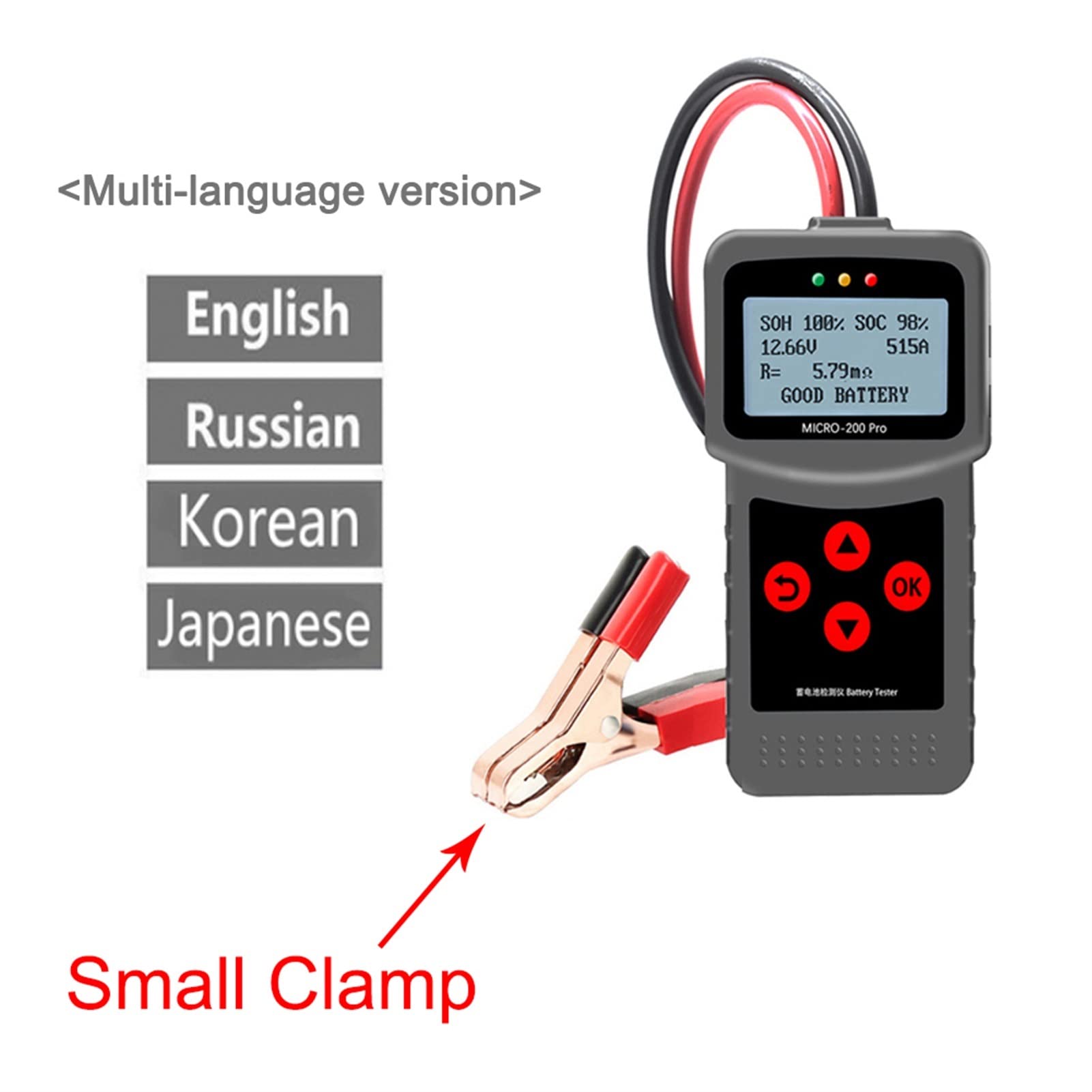 Tester della Batteria, Micro-200Pro 12V 24V 40-2000CCA capacità Digital Auto System System Analyzer Truck Motorcycle Automotive Auto Battery Tester