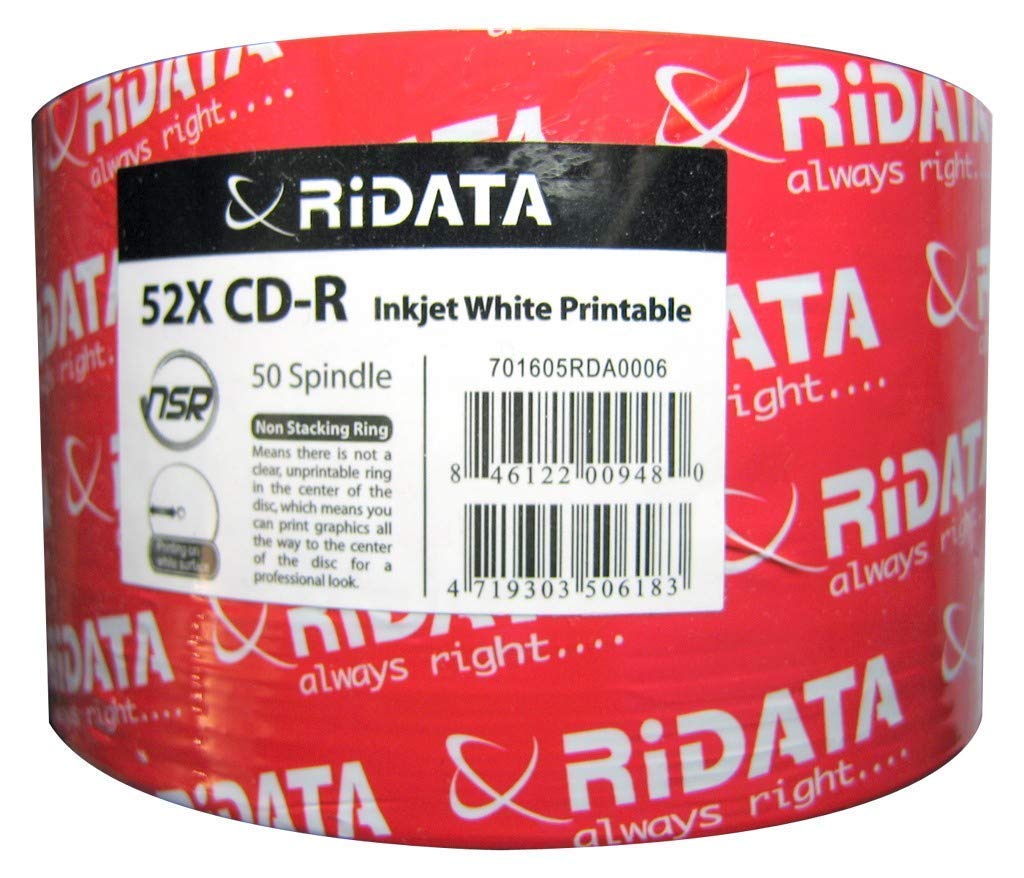 700MB 52X CD-R Inkjet White Hub Printable 50-Pack (9010EDRRDA108)