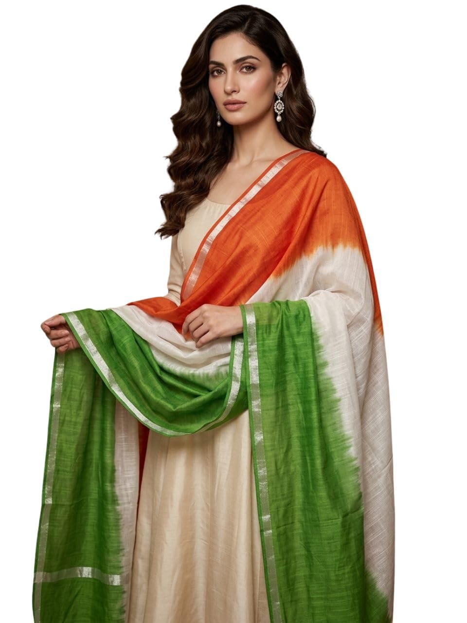dupatta bazaar Women's Shibori Tri Colour Cotton Silk Blend Dupatta with Tasselled Border | Lightweight Ethnic Stole for Kurti, Suit, Festive and Casual Wear (Design-3, Free Size)-picture-55
